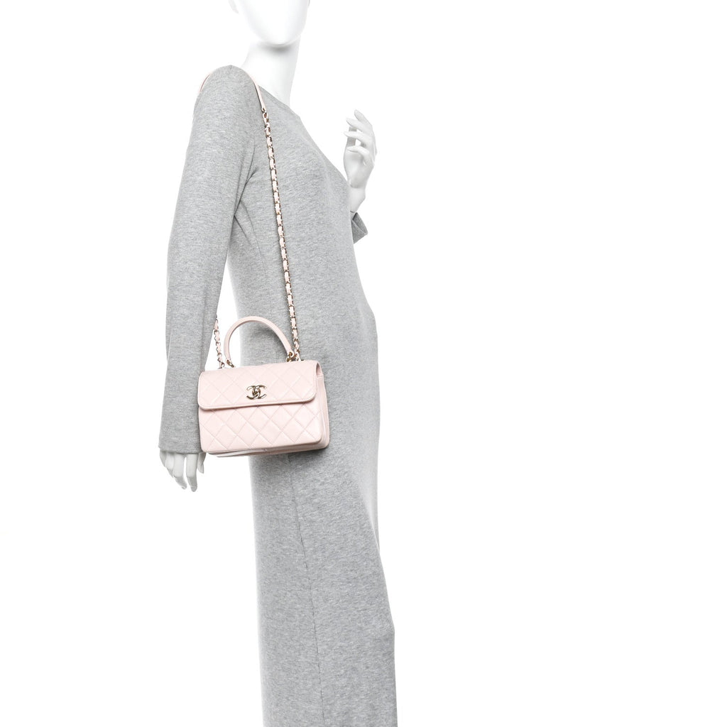 Chanel Lambskin Quilted Small Trendy CC Flap Dual Handle Bag Light Pink