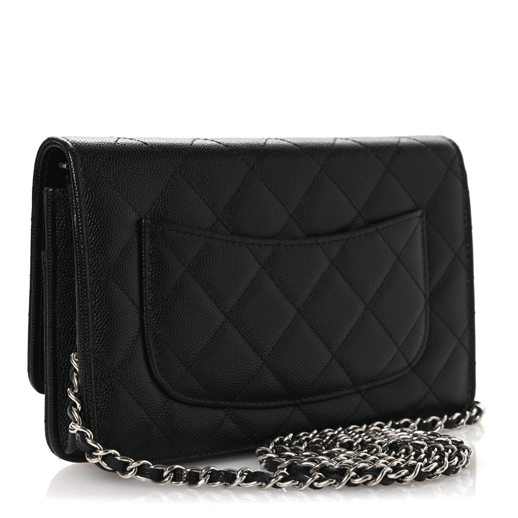 Chanel Caviar Quilted Crystal Star Wallet On Chain Black