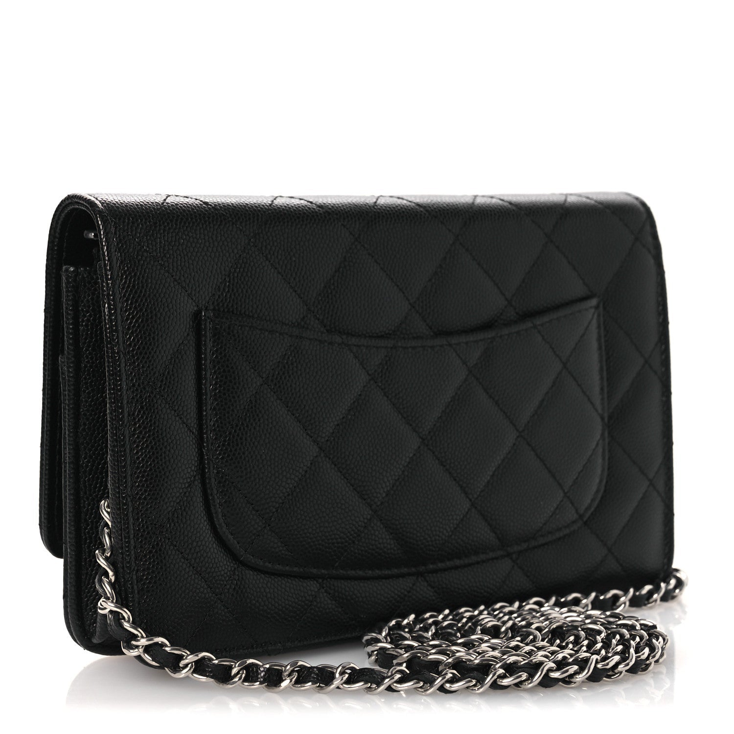 Chanel Caviar Quilted Crystal Star Wallet On Chain Black