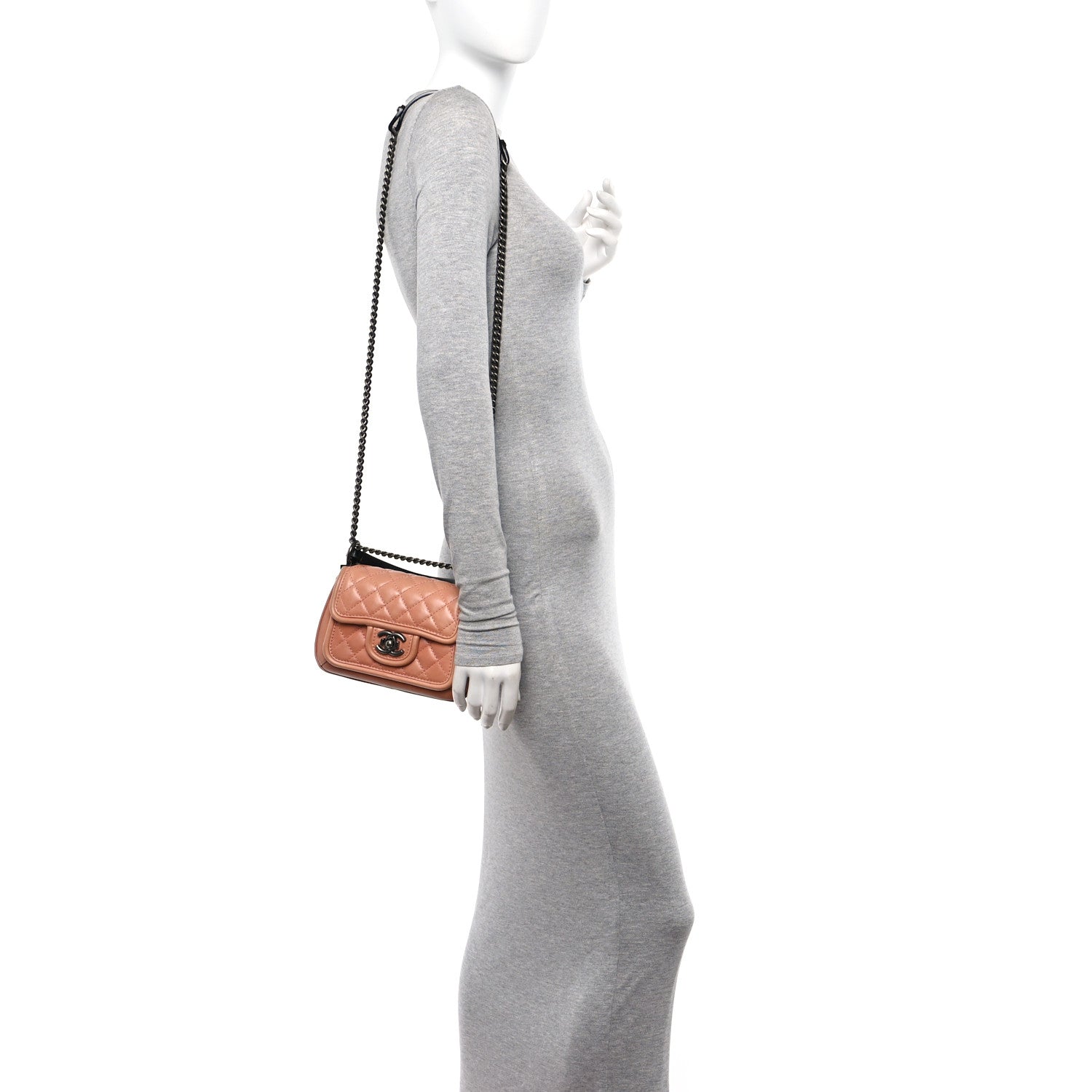 Chanel Calfskin Quilted Small Prestige Top Handle Flap Pink