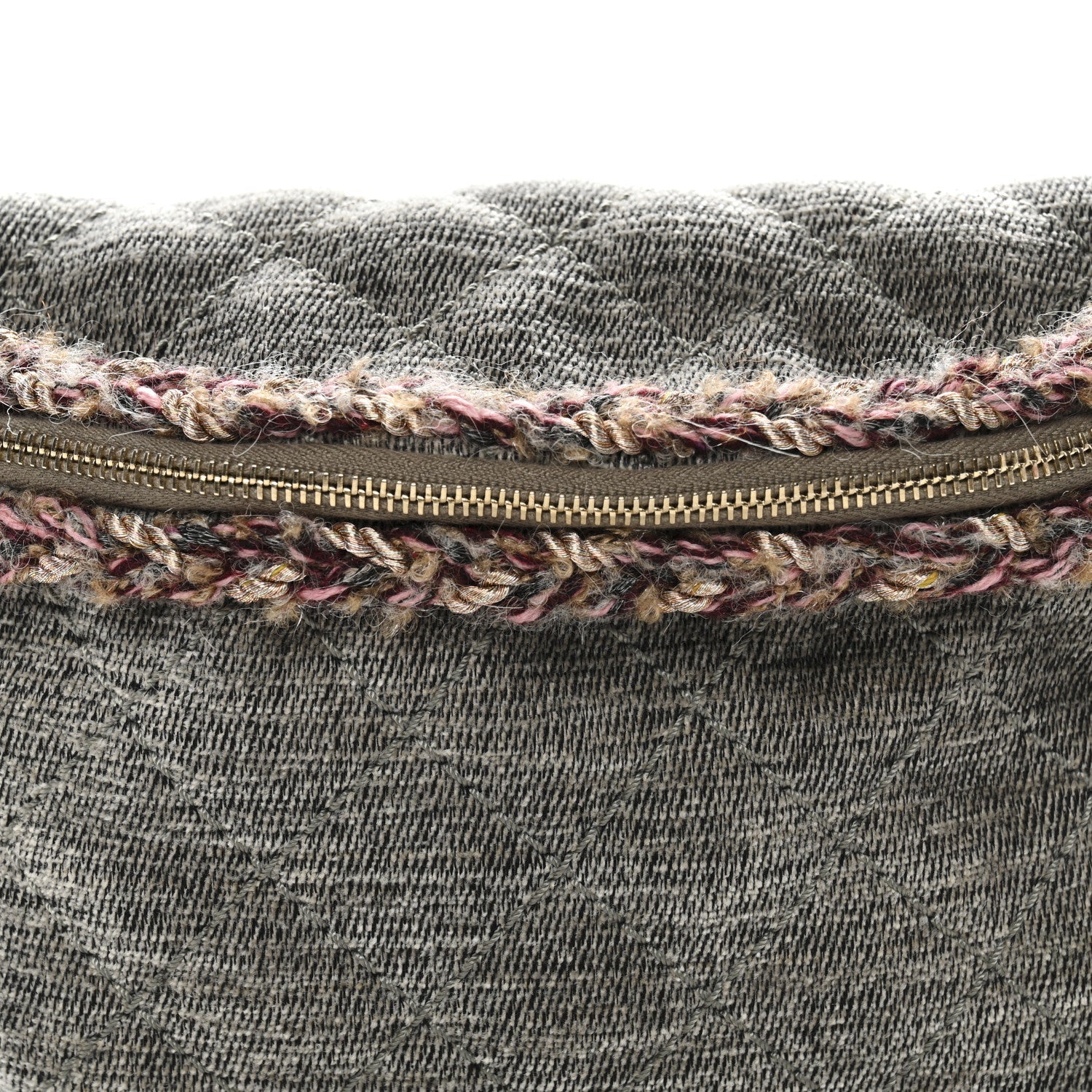 Chanel Wool Velvet Quilted Parisian Stroll Belt Bag Grey