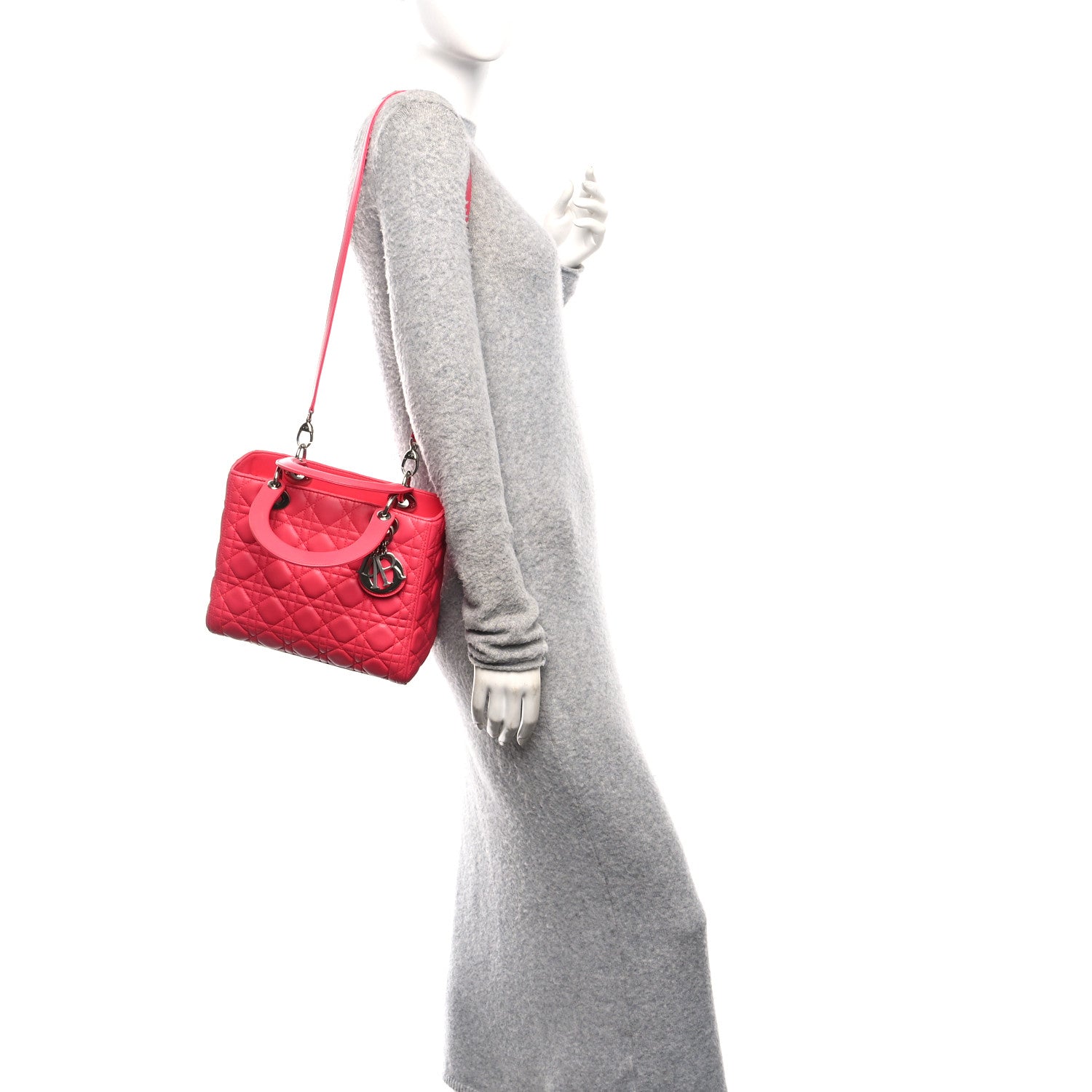 Christian Dior Lambskin Cannage Medium Lady Dior Pink