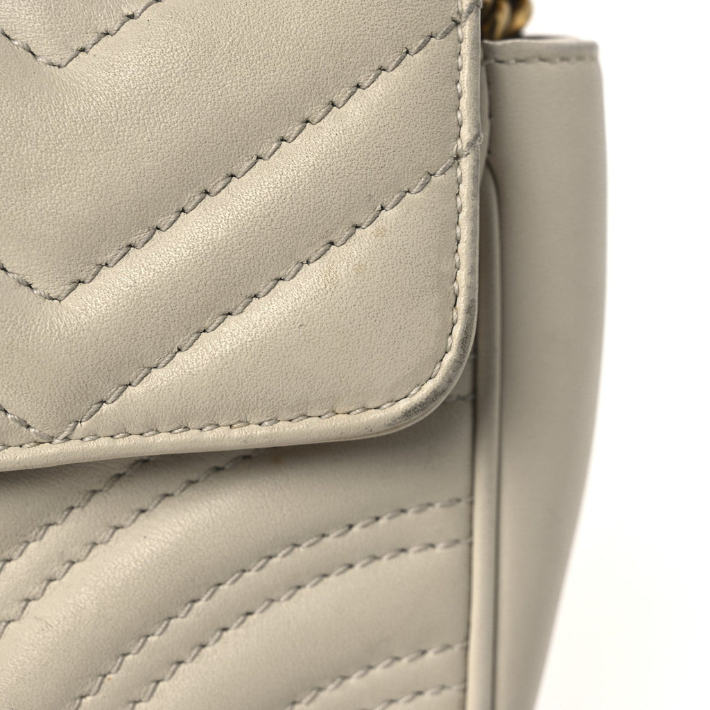 Gucci Calfskin Matelasse Mini GG Marmont Shoulder Bag White