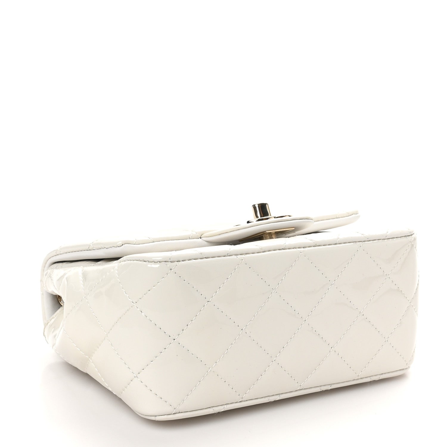 Chanel Patent Quilted Mini Square Flap White