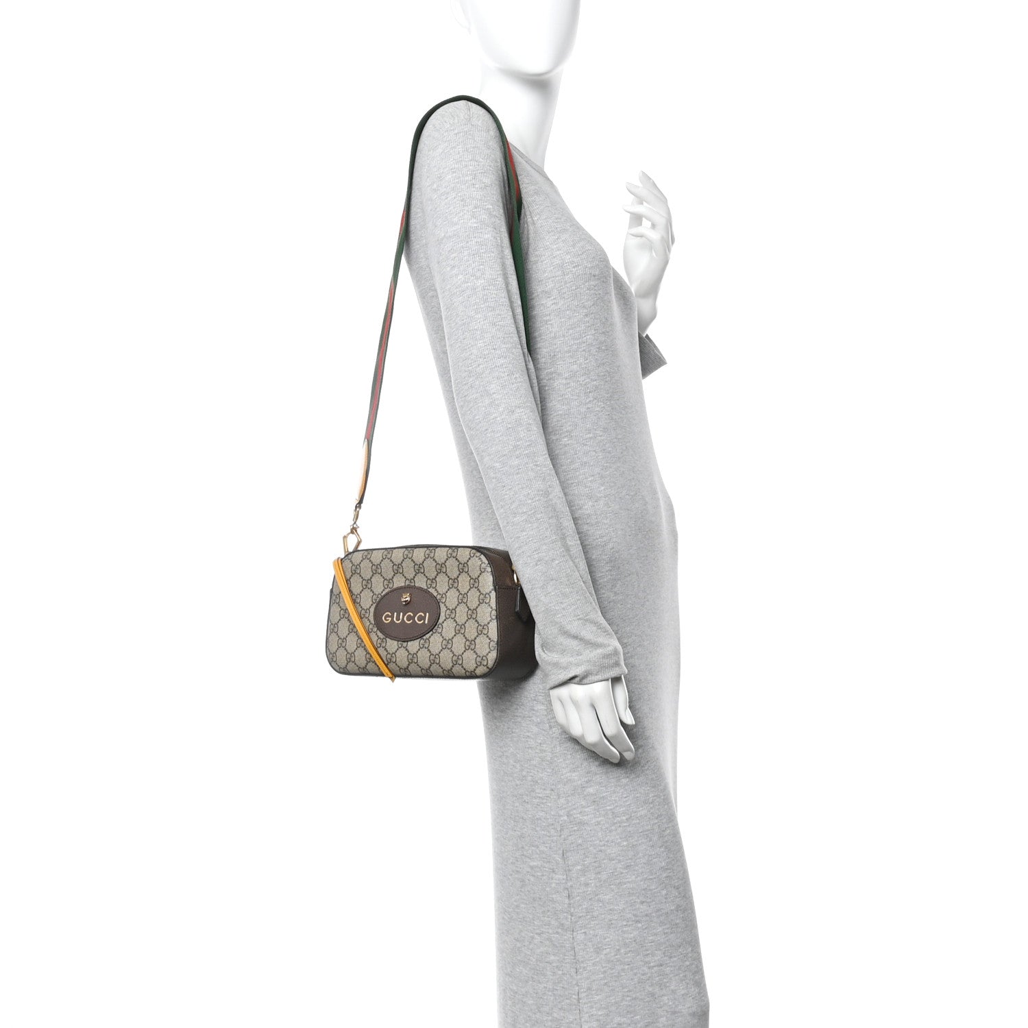 Gucci GG Supreme Monogram Web Neo Vintage Shoulder Bag Beige New Acero Crop