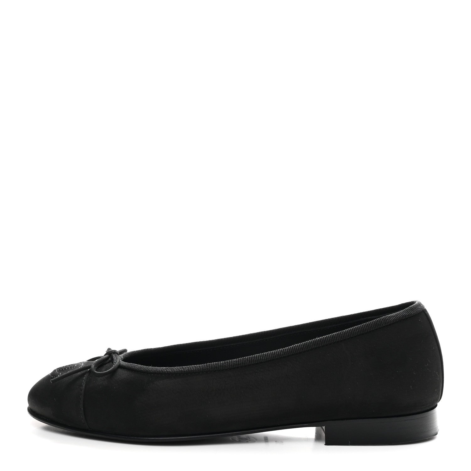 Chanel Suede Calfskin Cap Toe CC Ballerina Flats 36 Black