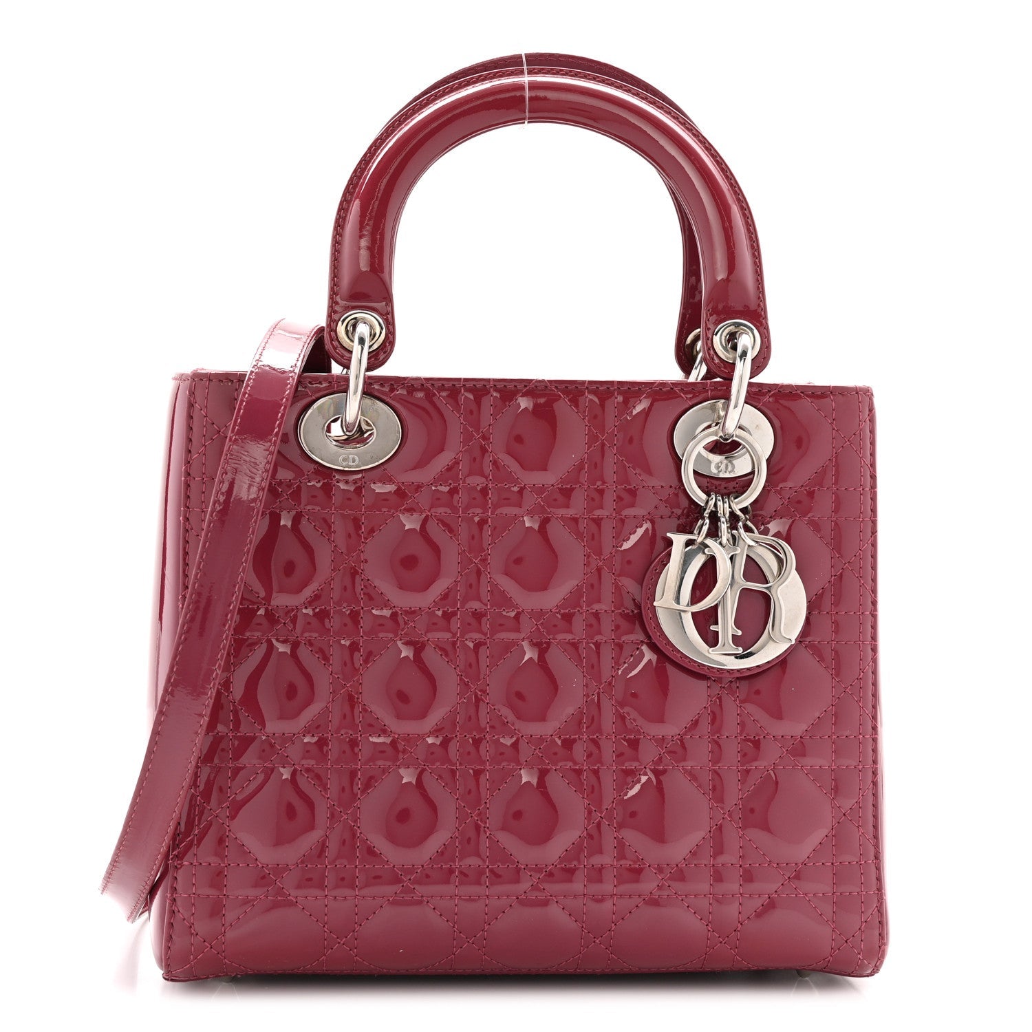 Christian Dior Patent Cannage Medium Lady Dior Dark Pink