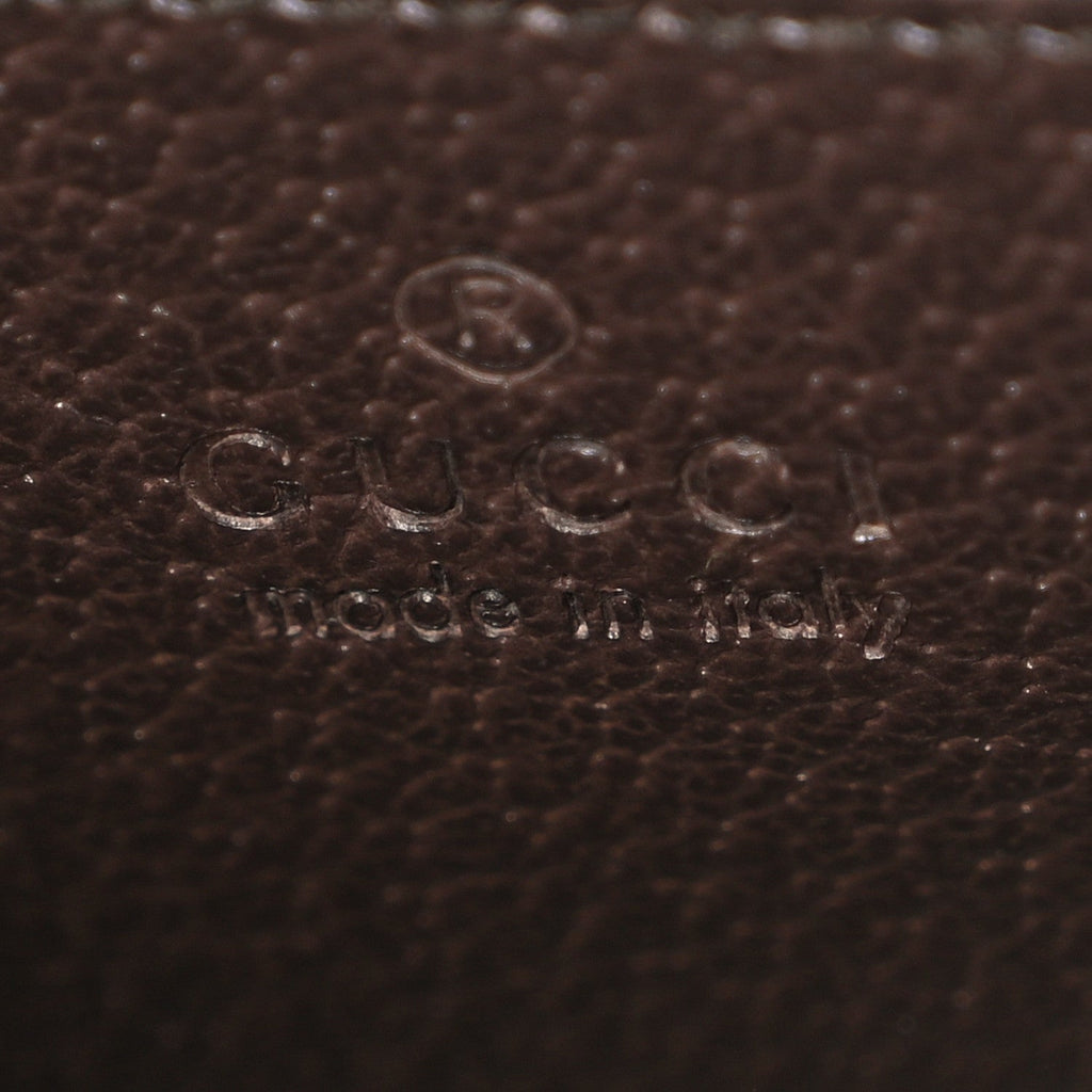 Gucci Monogram Jumbo GG Textured Dollar Calfskin Web Mini Vertical Tote Camel Ebony New Acero