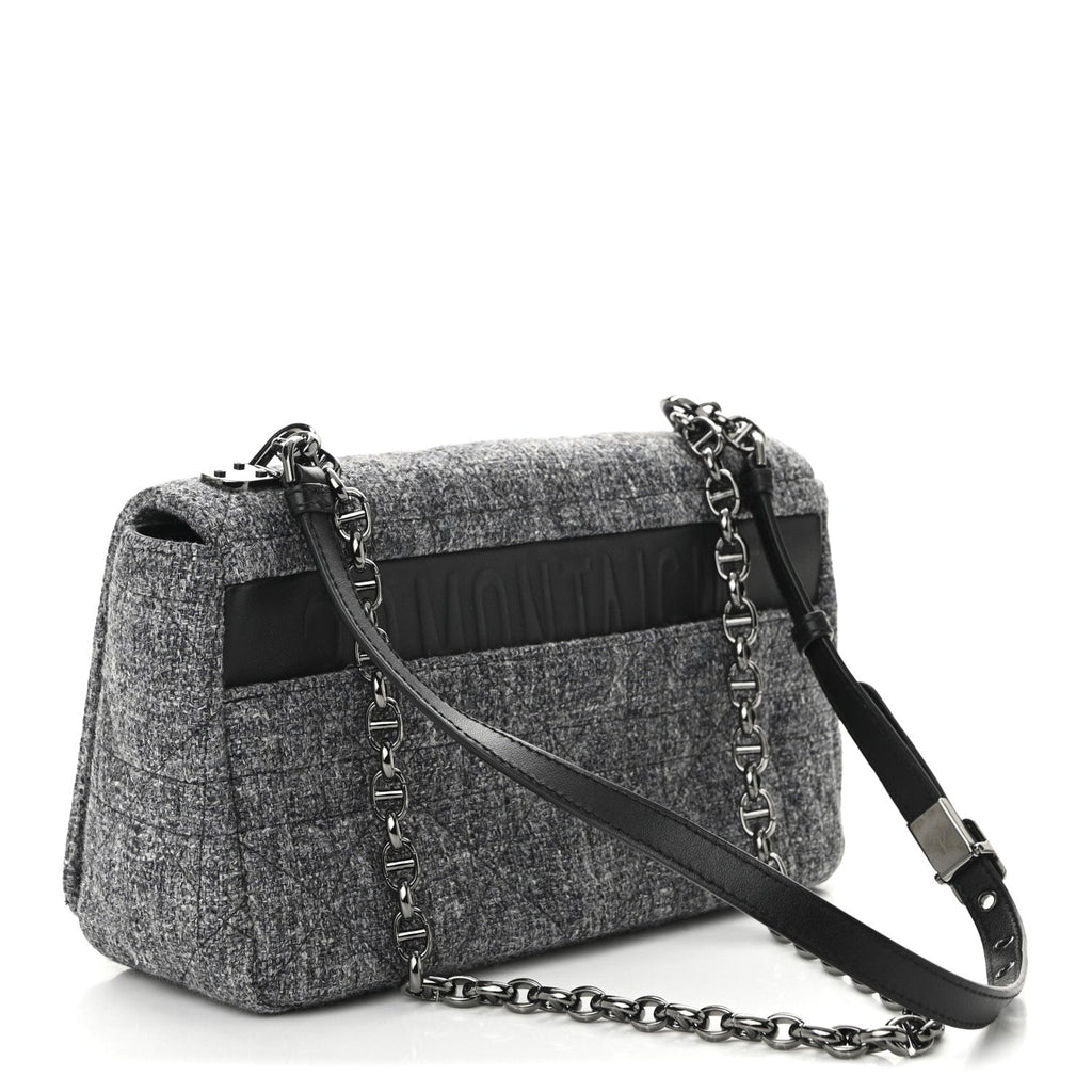 Christian Dior Tweed Macrocannage Medium Caro Bag Black