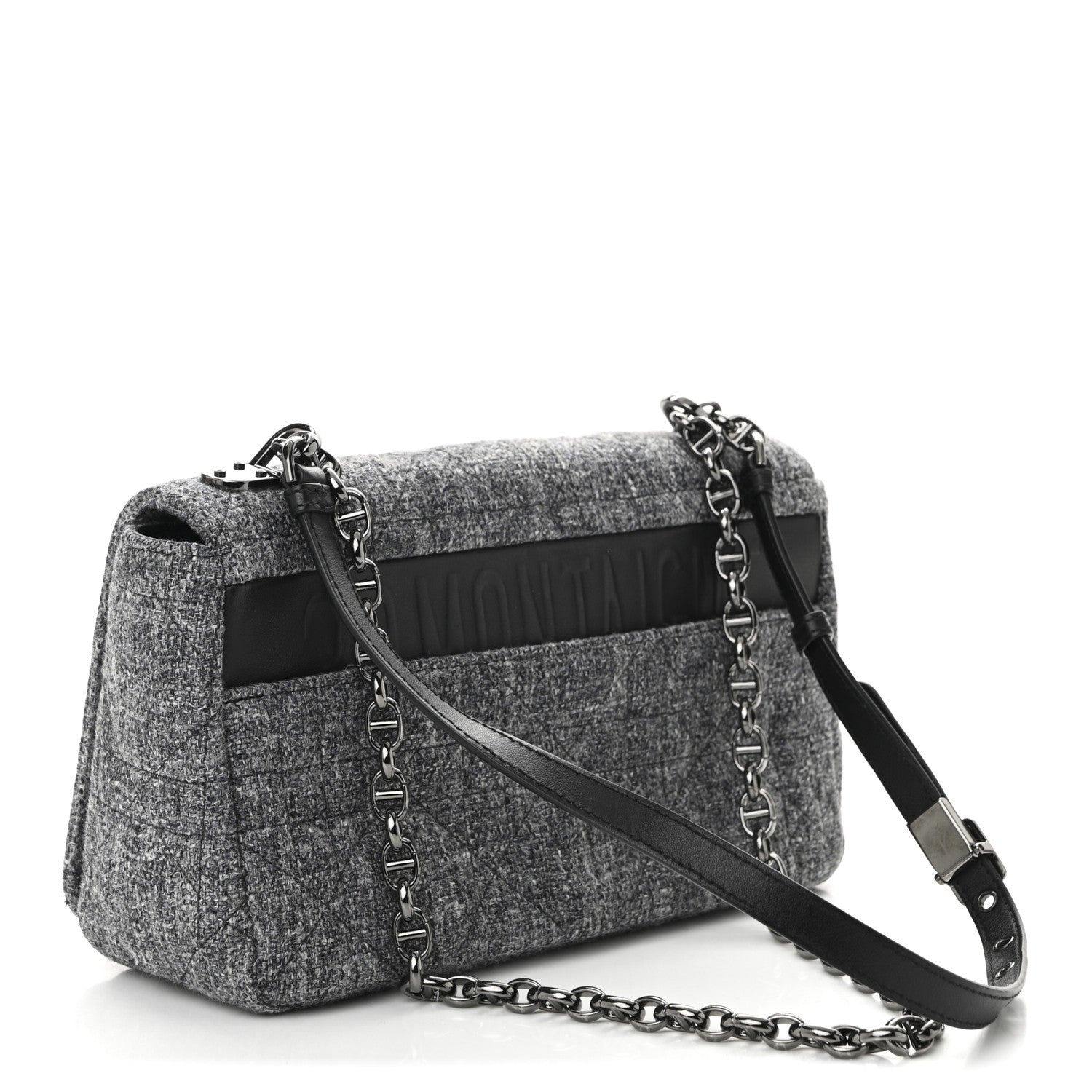 Christian Dior Tweed Macrocannage Medium Caro Bag Black