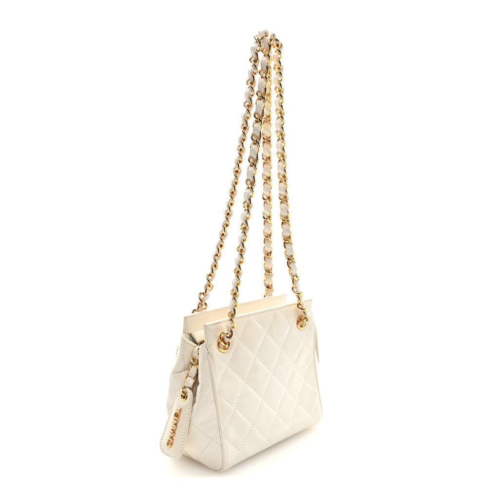 Chanel Lambskin Quilted Shoulder Bag White
