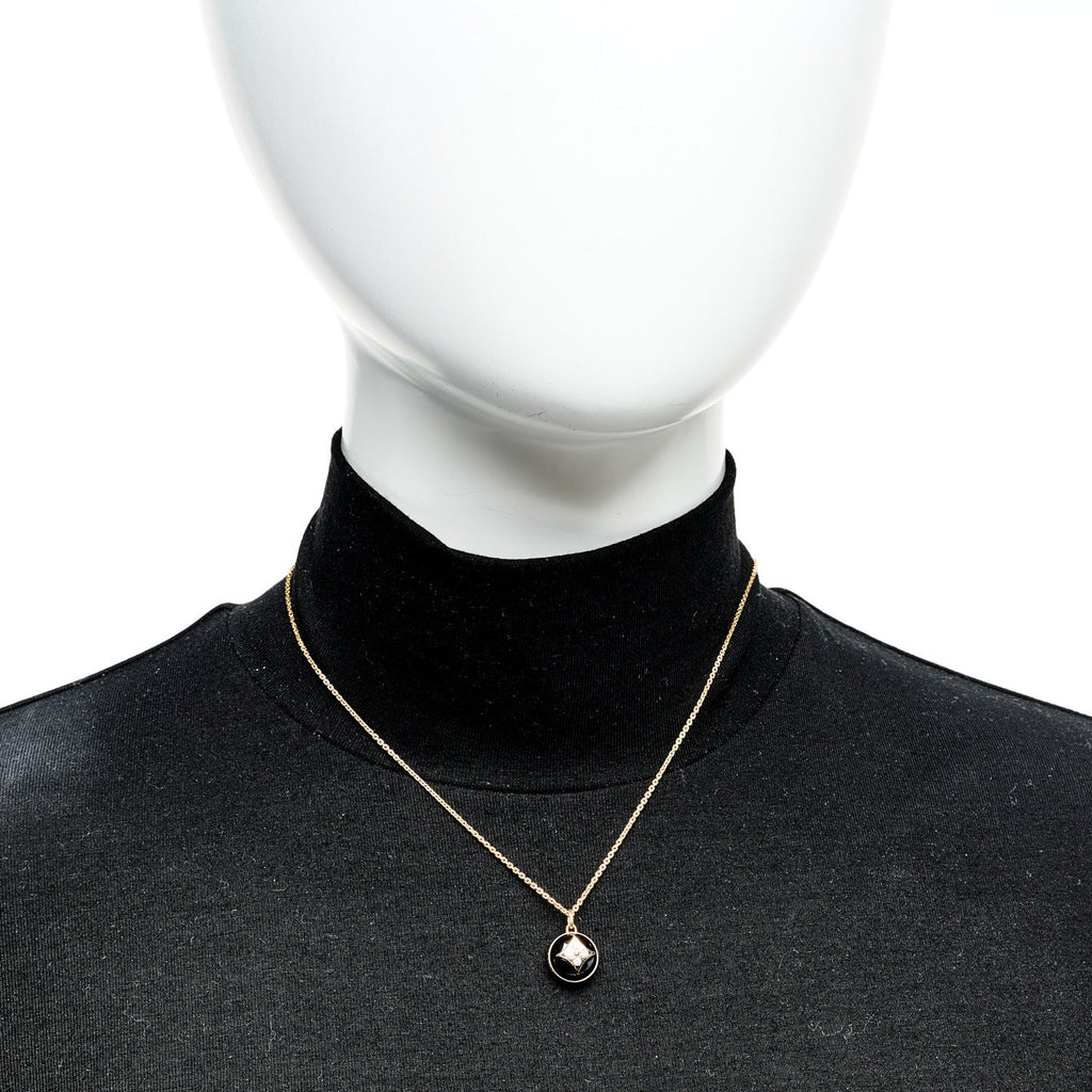 Louis Vuitton 18K Yellow Gold Diamond Black Onyx Color Blossom Medallion Pendant Necklace