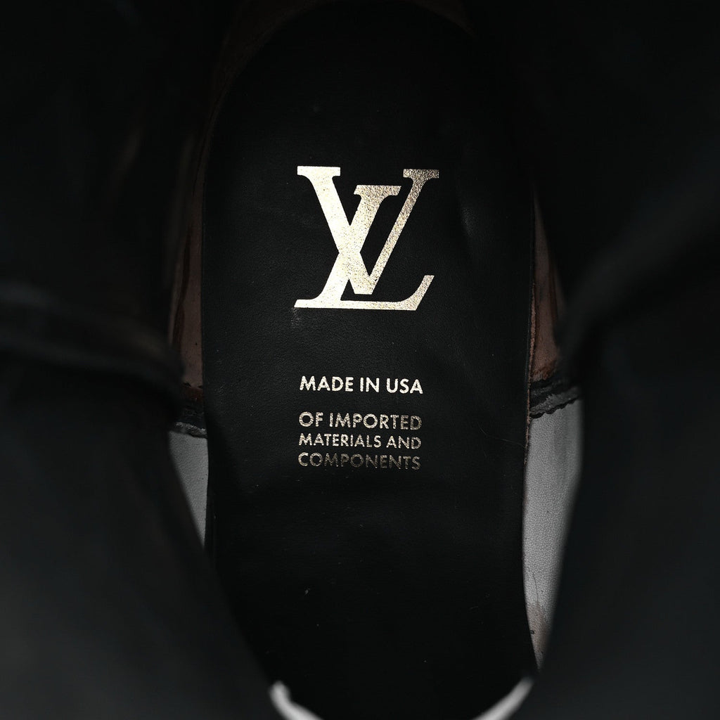 Louis Vuitton Calfskin LV Texan Mens Rider Boots 7.5 Black Gold