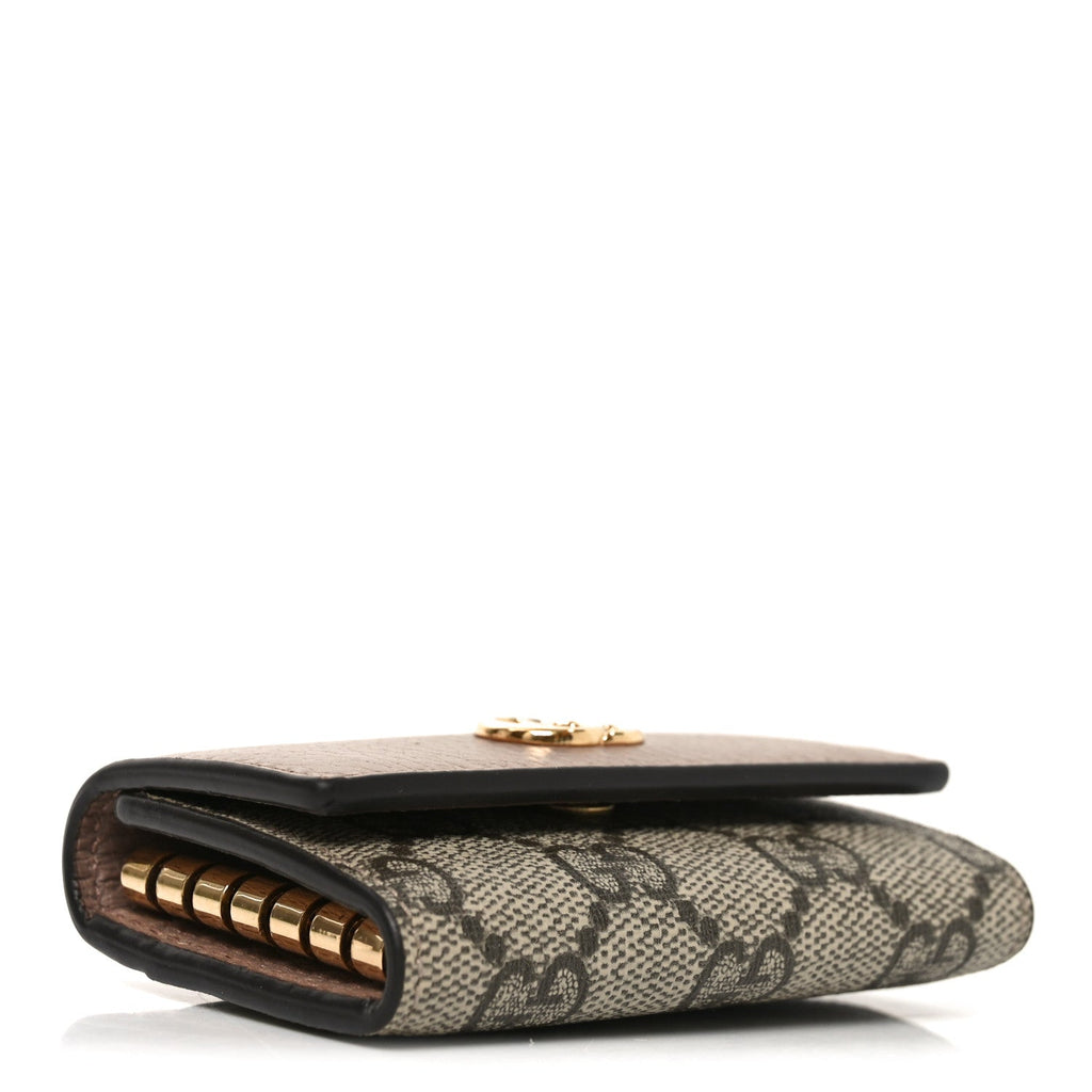 Gucci Dollar Calfskin GG Supreme Monogram GG Marmont 6 Key Holder Case Old Rose Beige Ebony