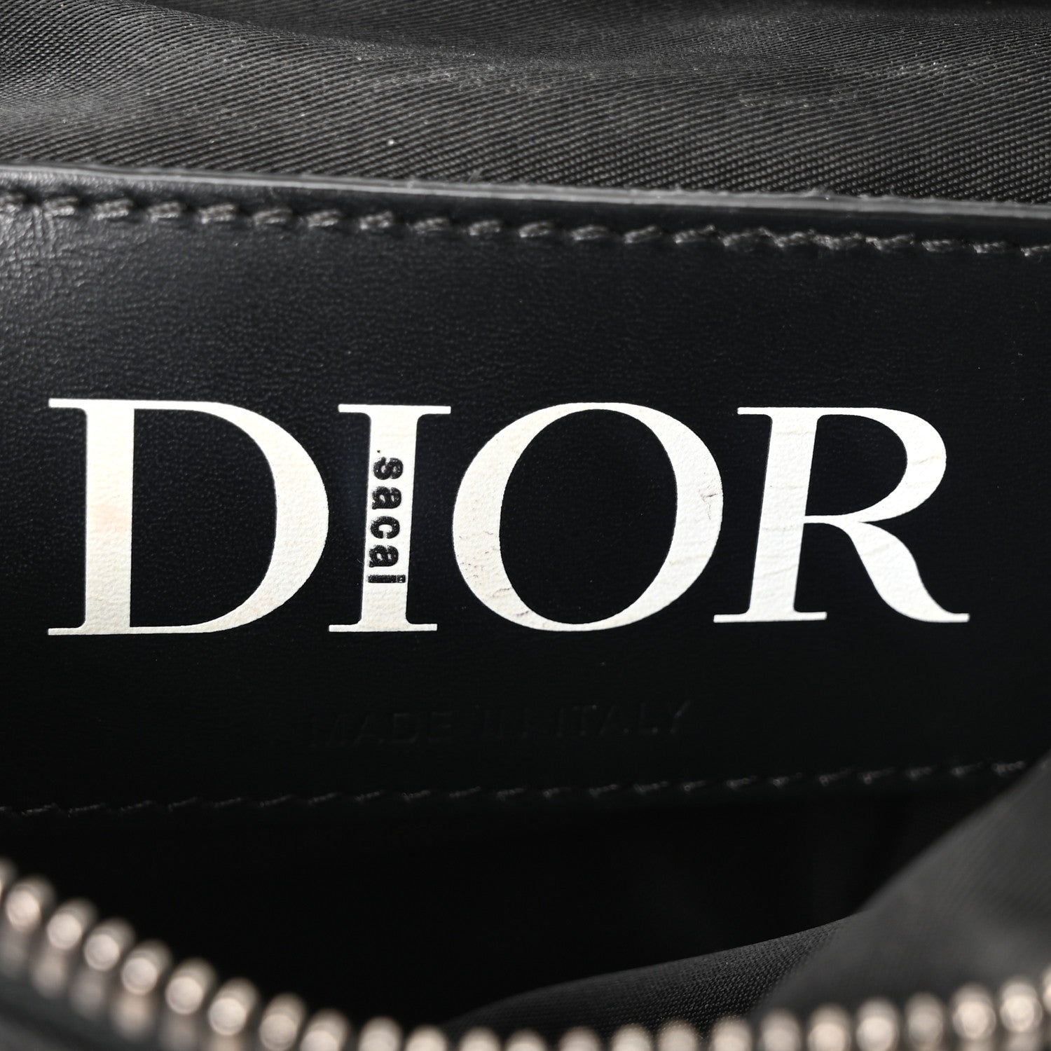 Christian Dior X Sacai Grained Calfskin Technical Fabric Mens Saddle Bag Black