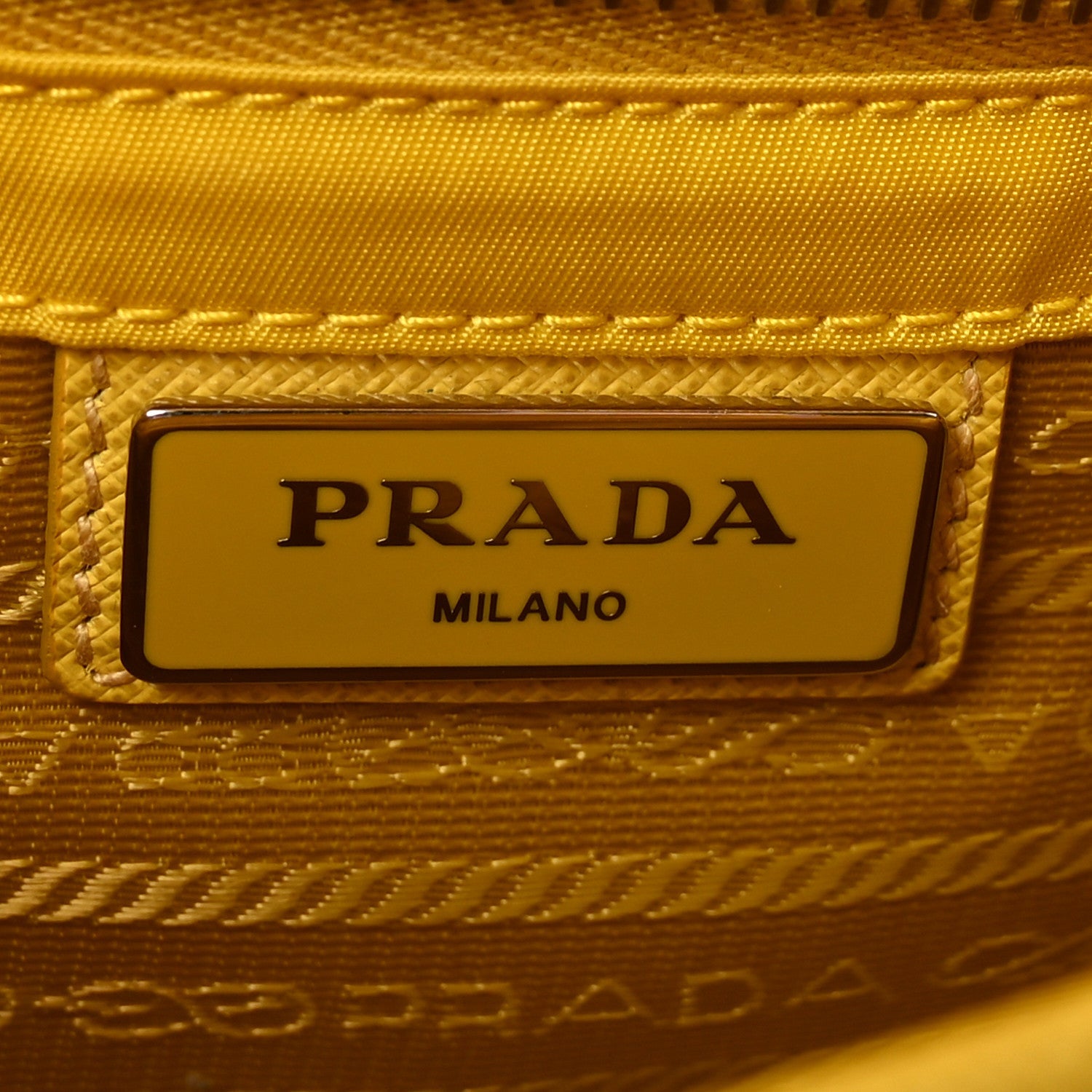 Prada Tessuto Nylon Saffiano Pocket Double Snap Buckle Messenger Shoulder Bag Giallo