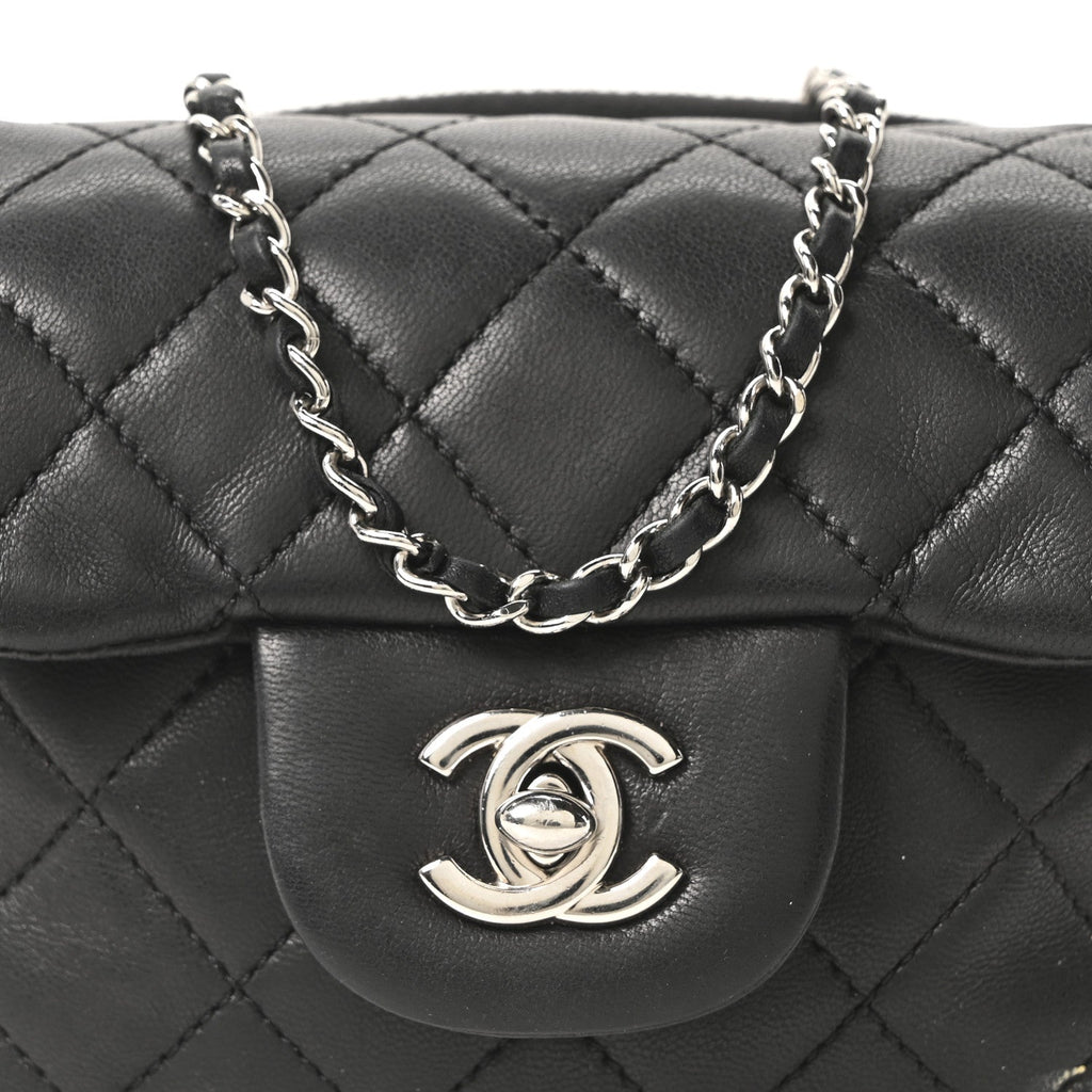 Chanel Lambskin Stitched New Mini Flap Black
