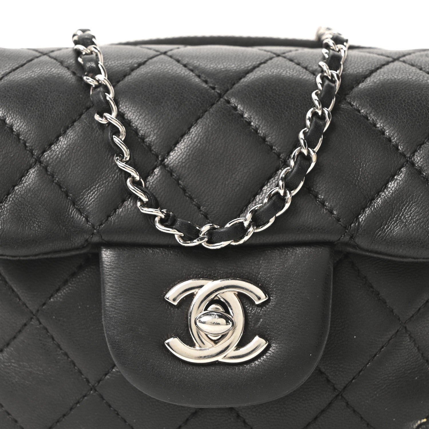 Chanel Lambskin Stitched New Mini Flap Black