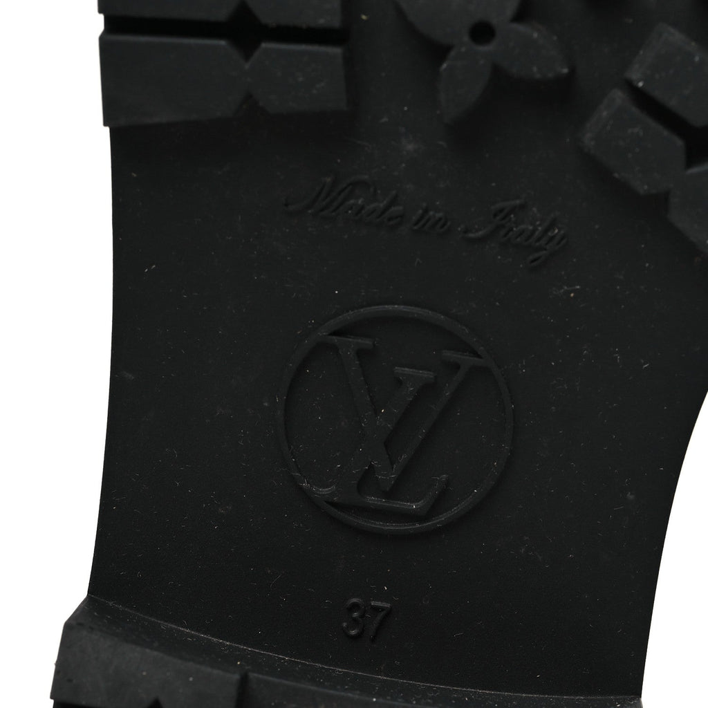 Louis Vuitton Rubber Embossed Monogram Drops Flat Half Boots 37 Black