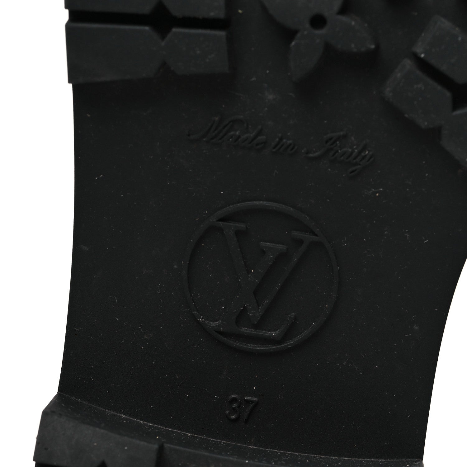 Louis Vuitton Rubber Embossed Monogram Drops Flat Half Boots 37 Black
