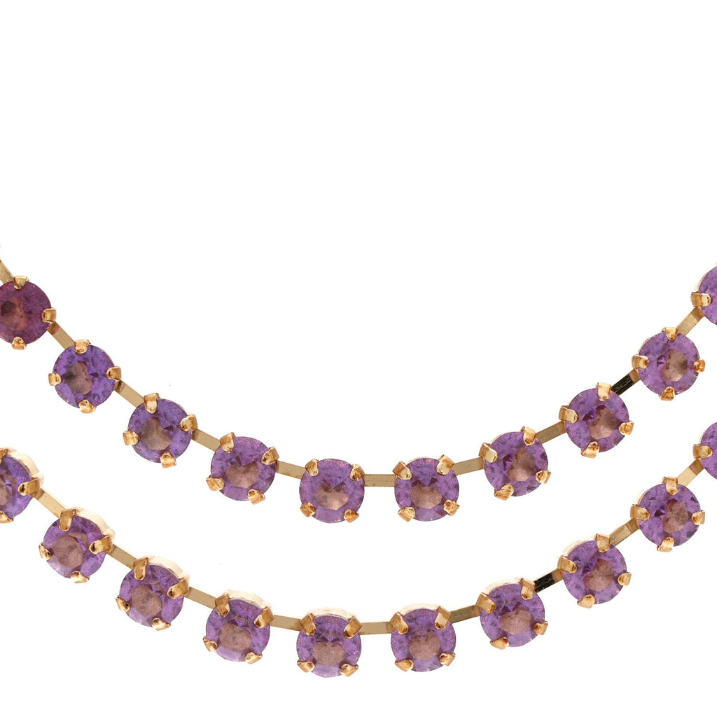 Crystal Multi Strand CC Short Necklace Gold Pink Orange Purple Yellow