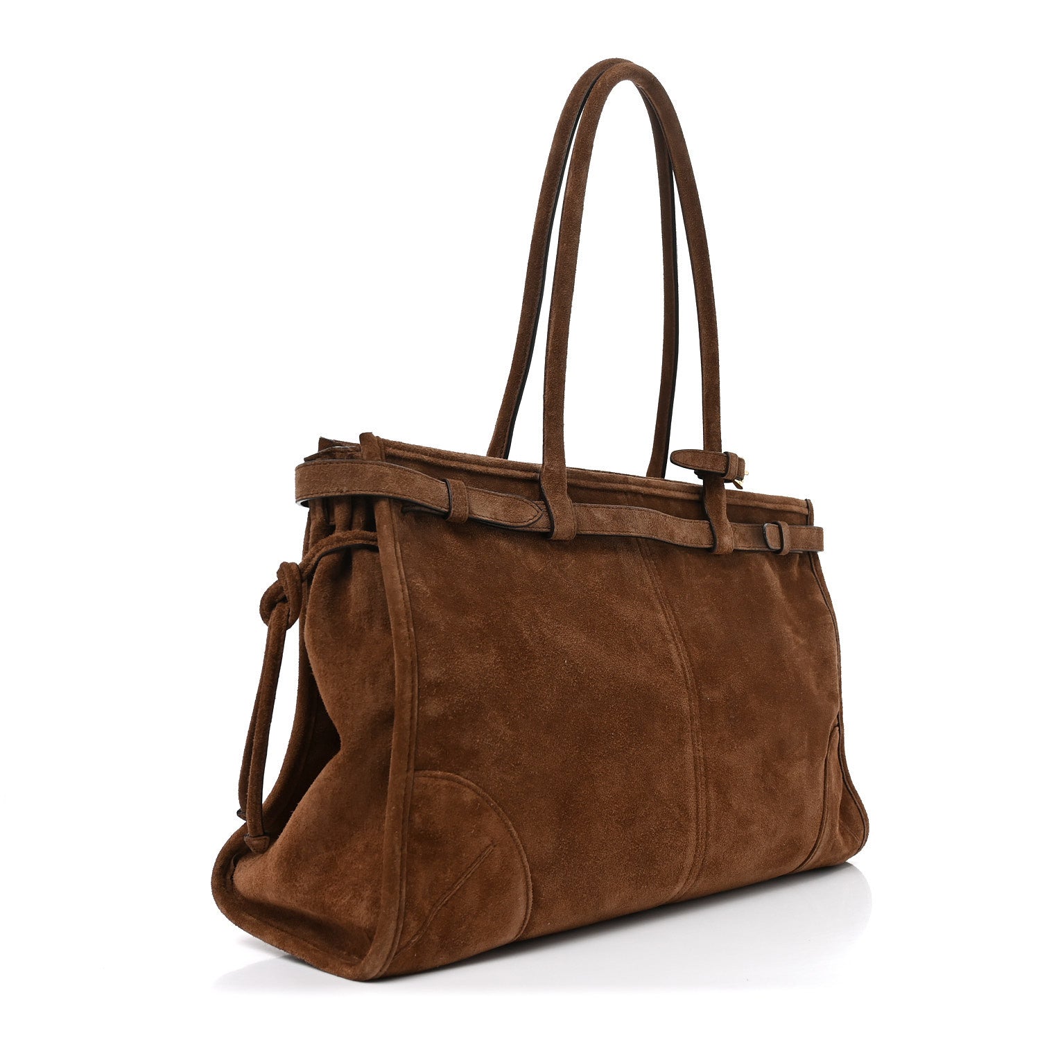 Prada Suede Large Bonnie Shoulder Bag Cacao