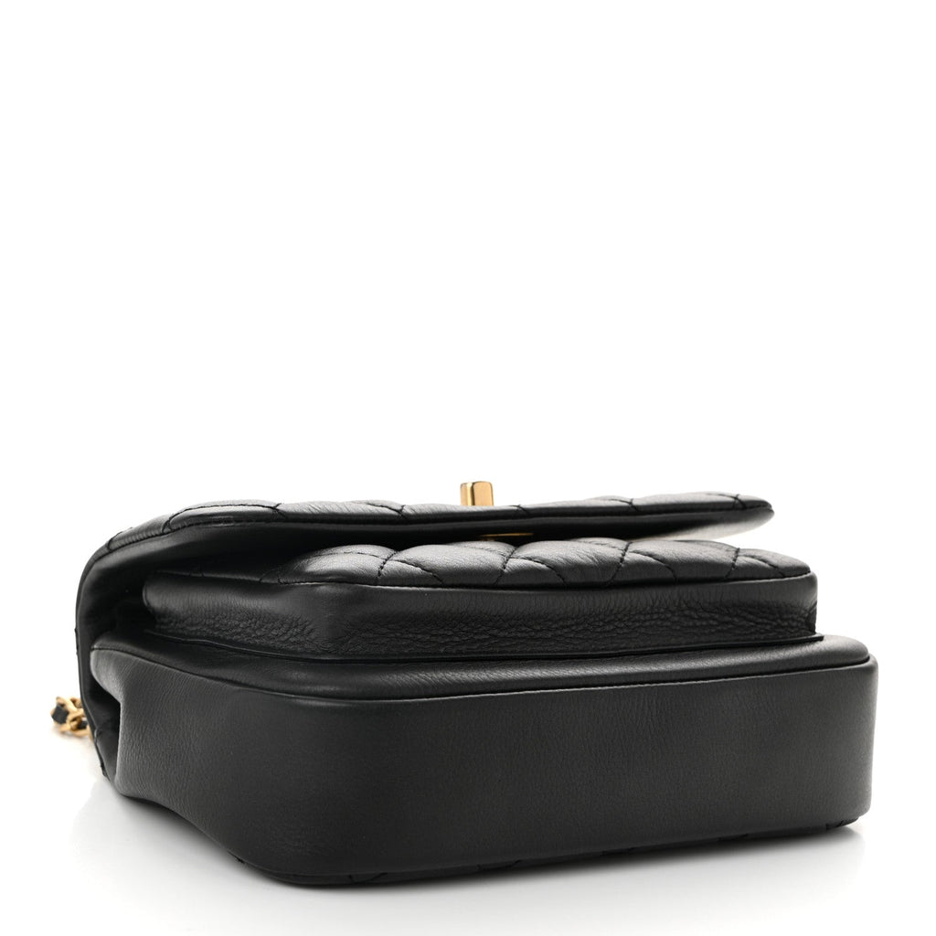 Chanel Calfskin Quilted Top Handle Flap Black