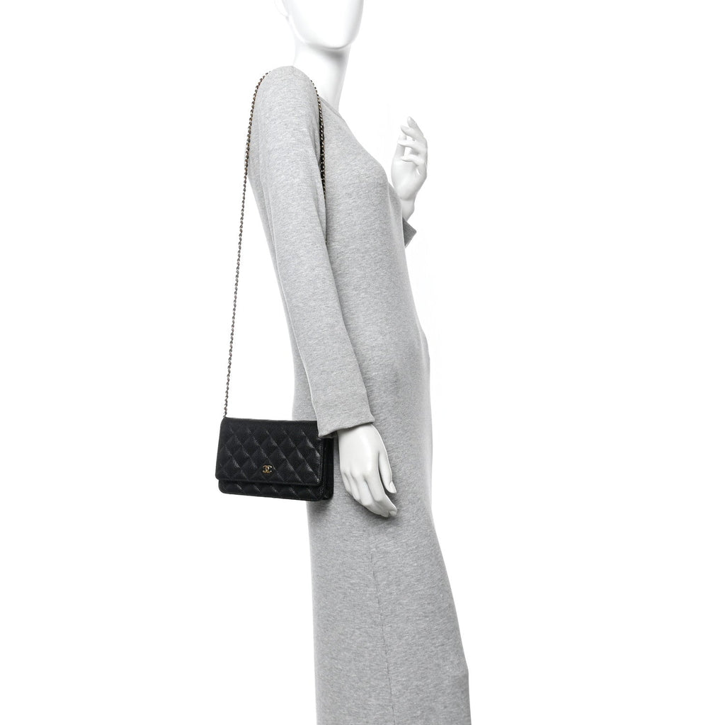 Chanel Caviar Quilted Wallet on Chain WOC Black