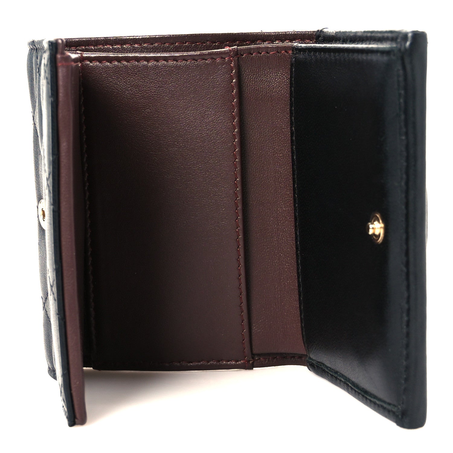Lambskin Quilted Double Flap Wallet Black