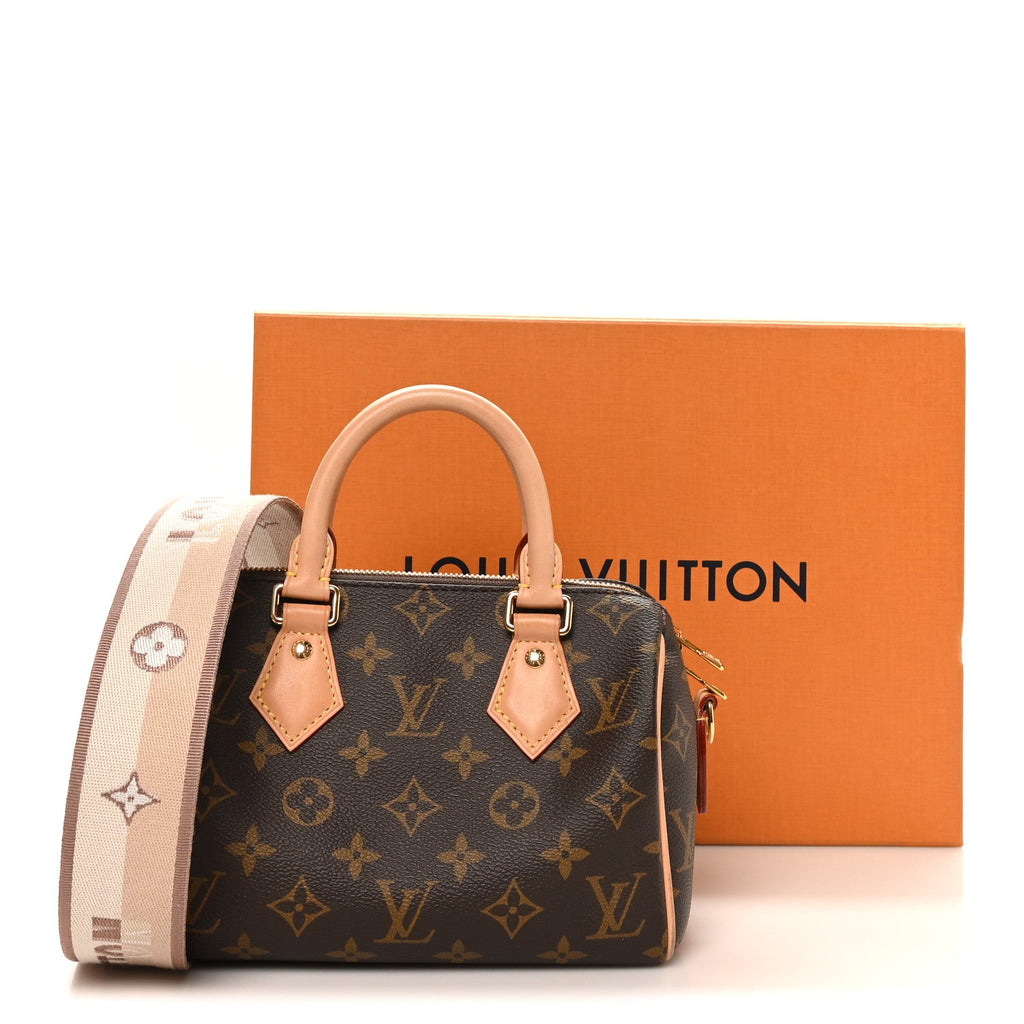 Louis Vuitton Monogram Speedy Bandouliere 20 Beige