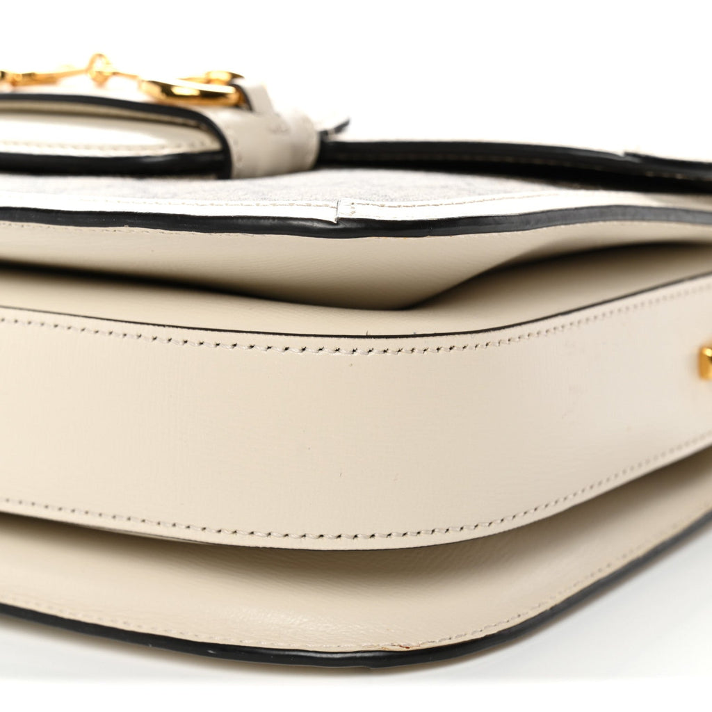 Gucci GG Supreme Monogram Horsebit 1955 Shoulder Bag Beige Mystic White