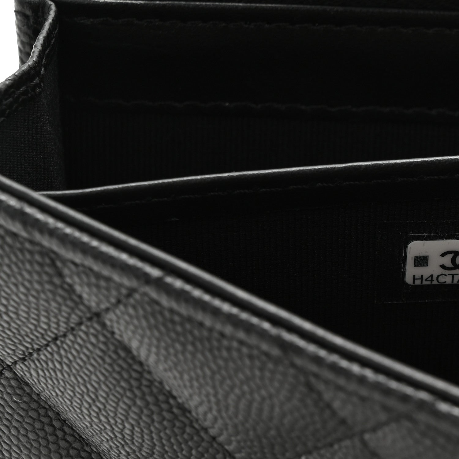 Caviar Quilted Chanel 19 Flap Wallet Black White