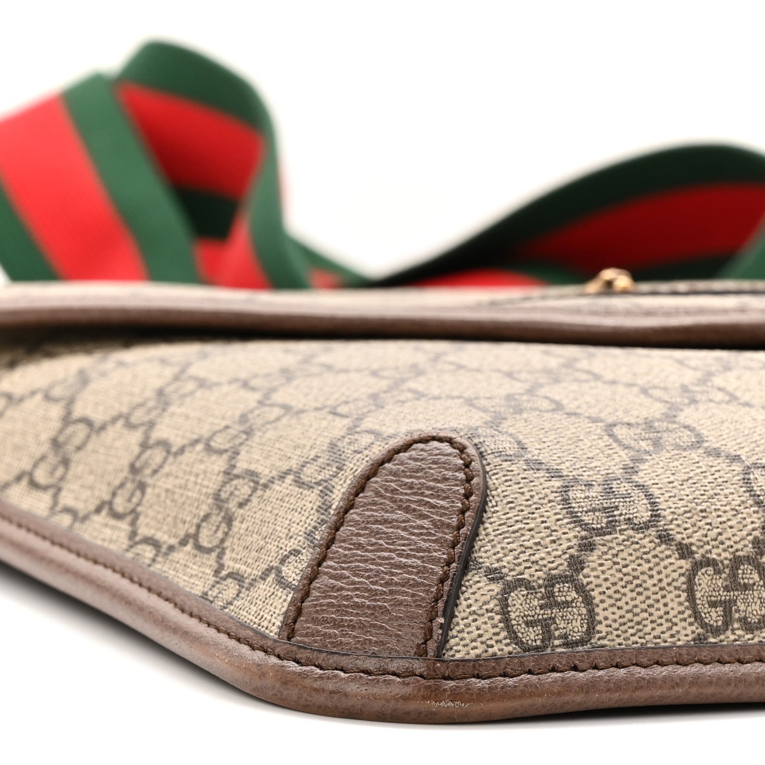 Gucci GG Supreme Monogram Web Medium Neo Vintage Flap Messenger Bag Beige New Acero