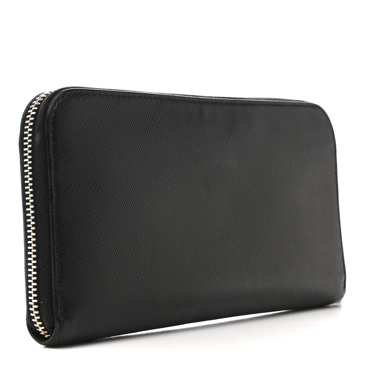 Prada Saffiano Metal Zip Around Wallet Black