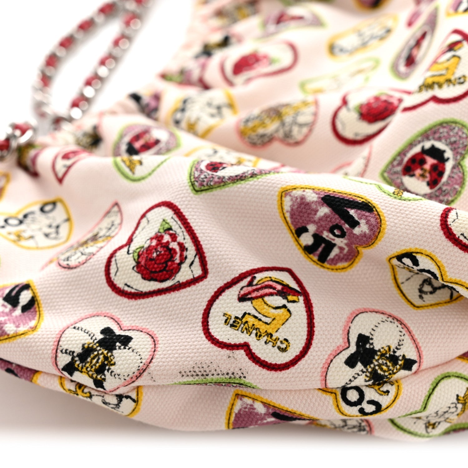Chanel Canvas Coco Hearts Shoulder Bag Pink