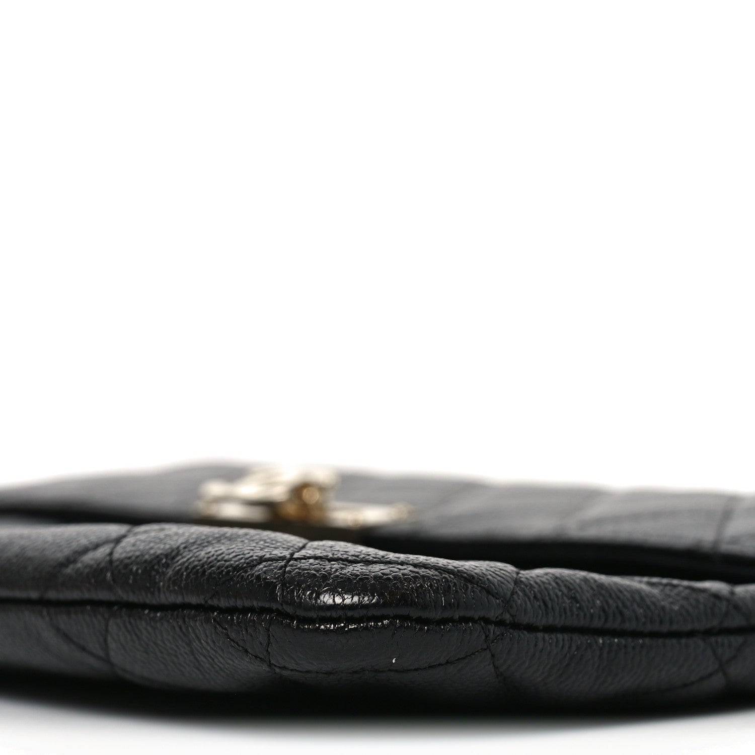 Caviar Quilted Medium Golden Class Pouch Black
