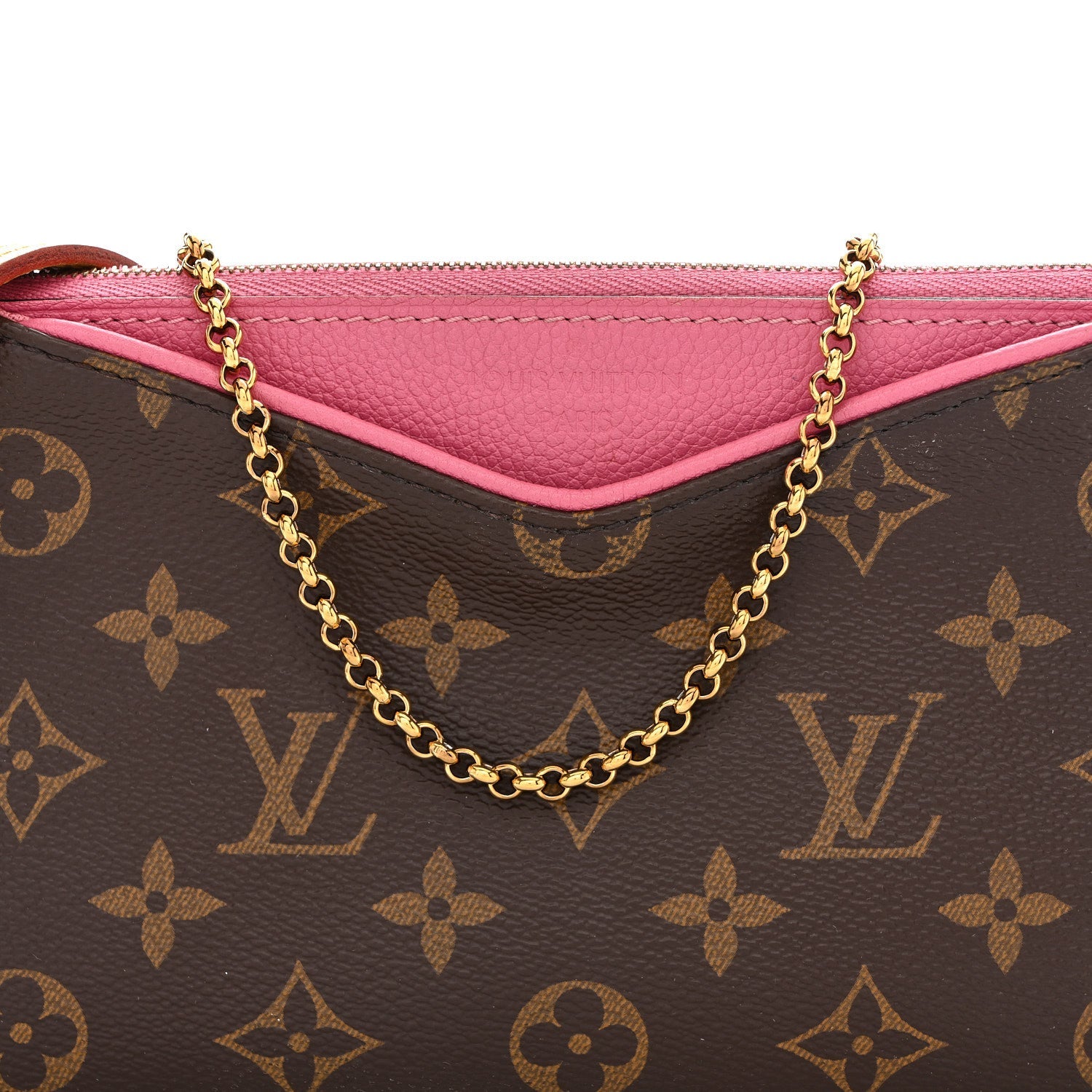 Louis Vuitton Monogram Pallas Clutch Rose Fizzy