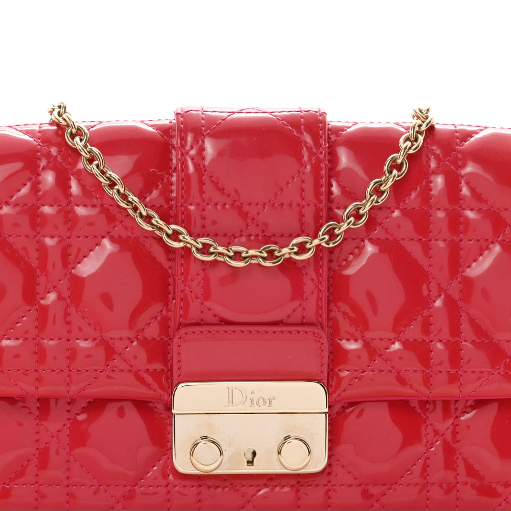 Christian Dior Patent Cannage Miss Dior Promenade Pouch Fuchsia