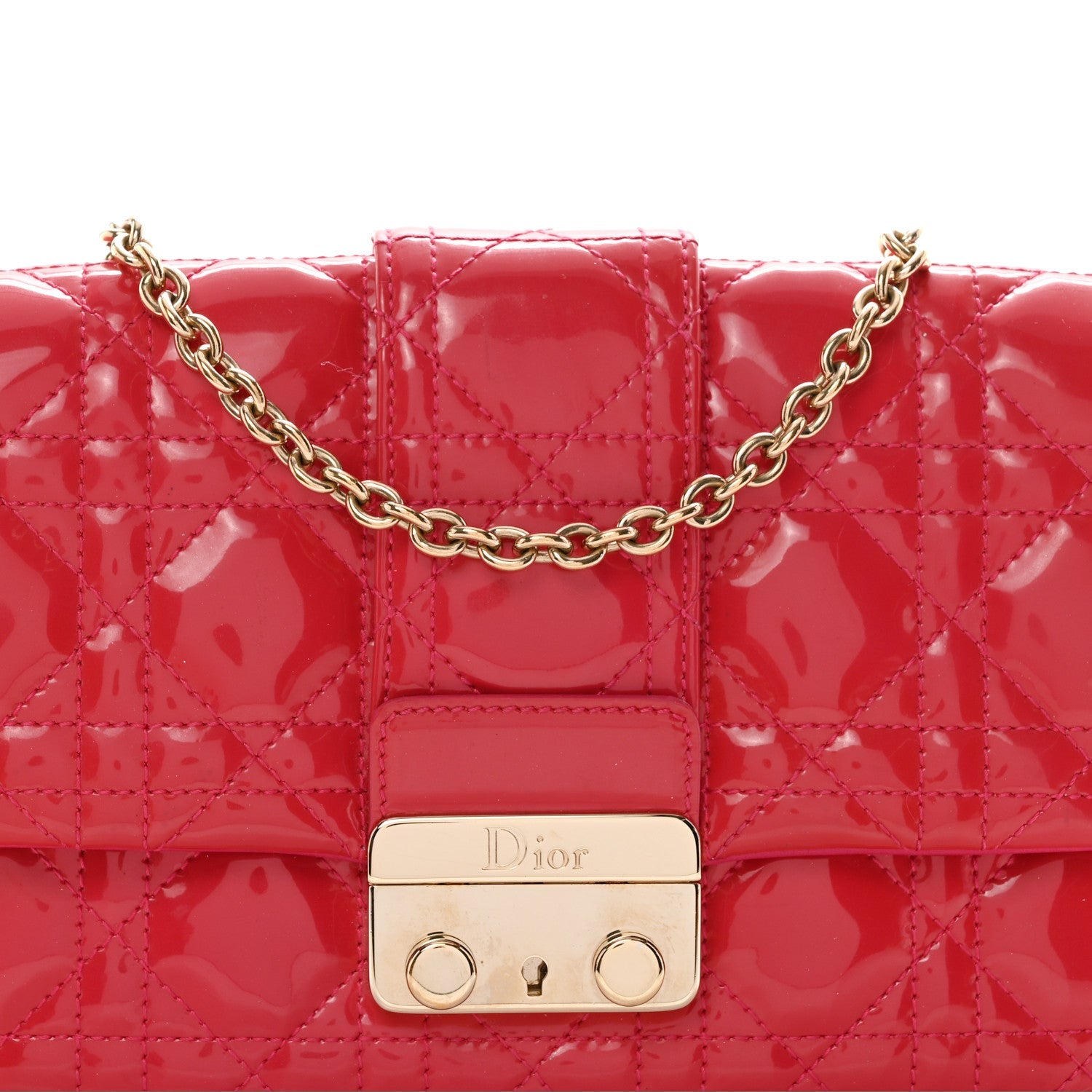 Christian Dior Patent Cannage Miss Dior Promenade Pouch Fuchsia