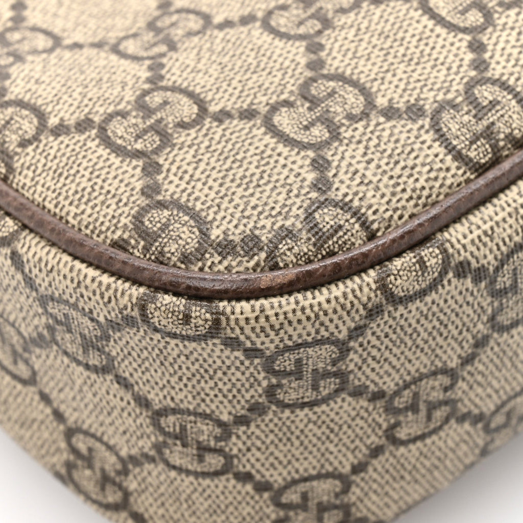 Gucci GG Supreme Monogram Textured Dollar Calfskin Web Small Ophidia GG Handbag Beige Ebony New Acero