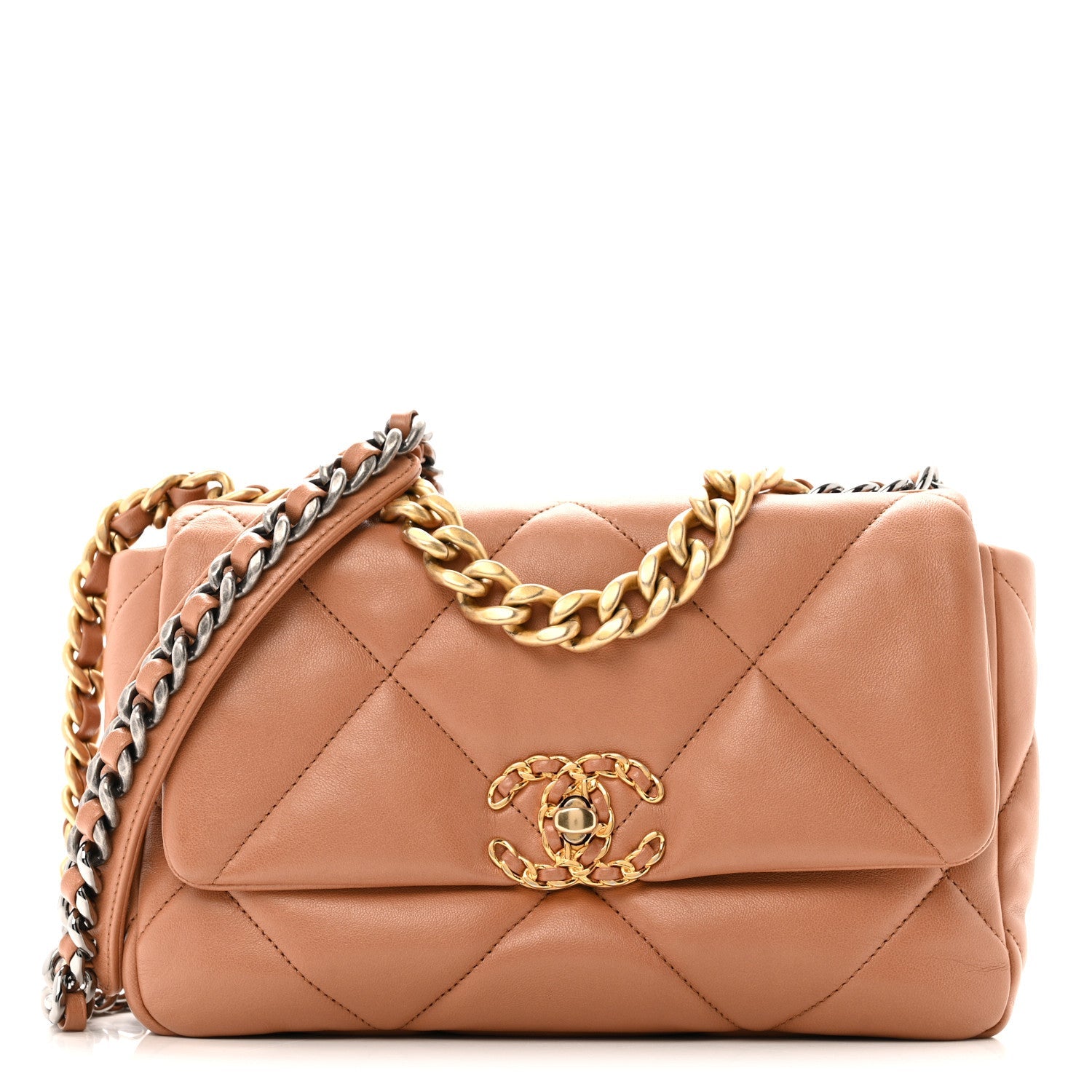 Chanel Lambskin Quilted Medium Chanel 19 Flap Brown
