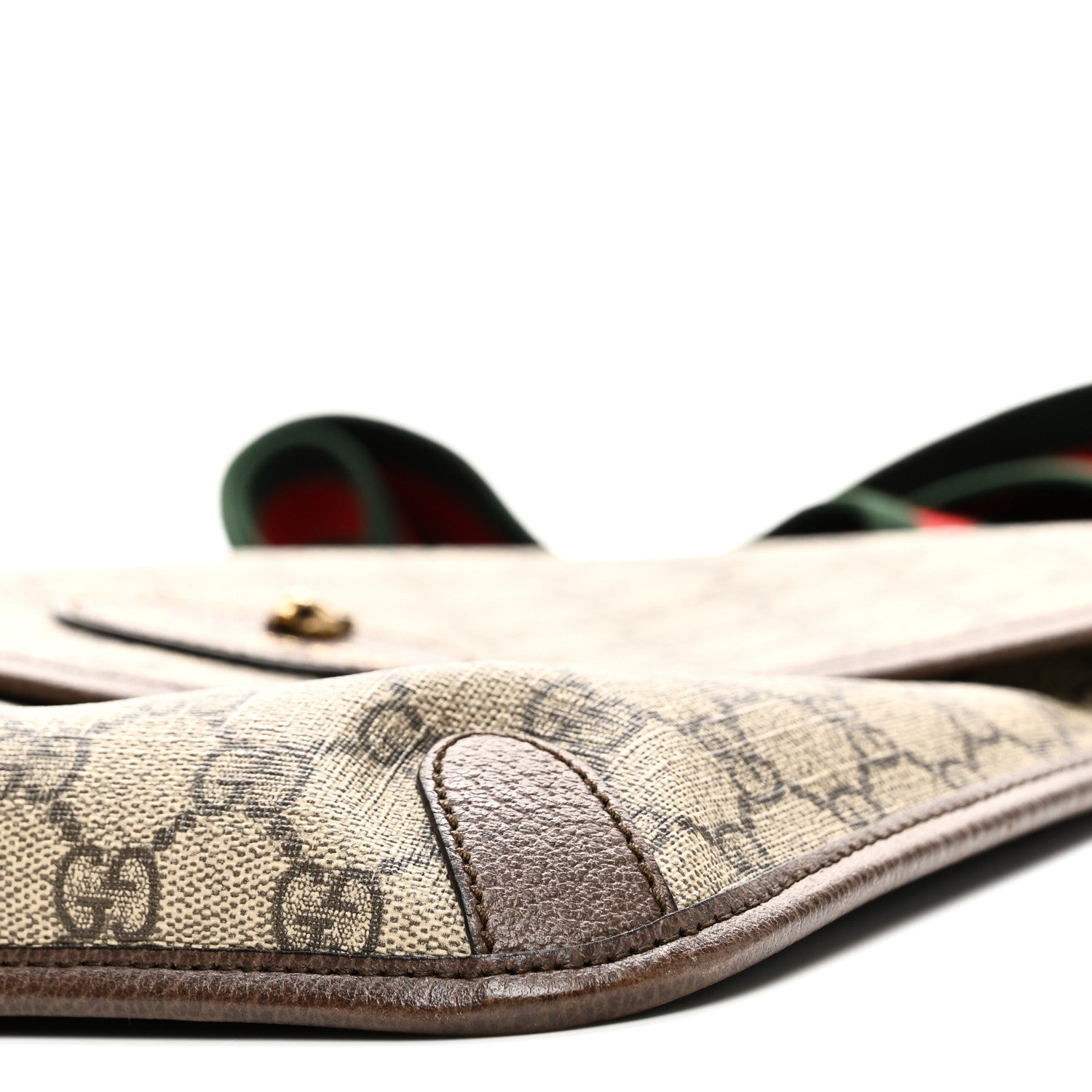 Gucci GG Supreme Monogram Web Medium Neo Vintage Flap Messenger Bag Beige New Acero