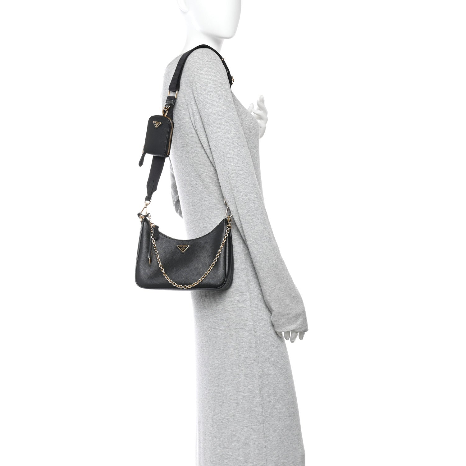 Prada Saffiano Lux Re-Edition 2005 Shoulder Bag Black