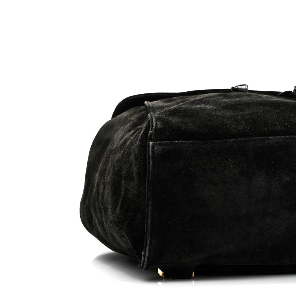 Chanel Suede CC Drawstring Backpack Black