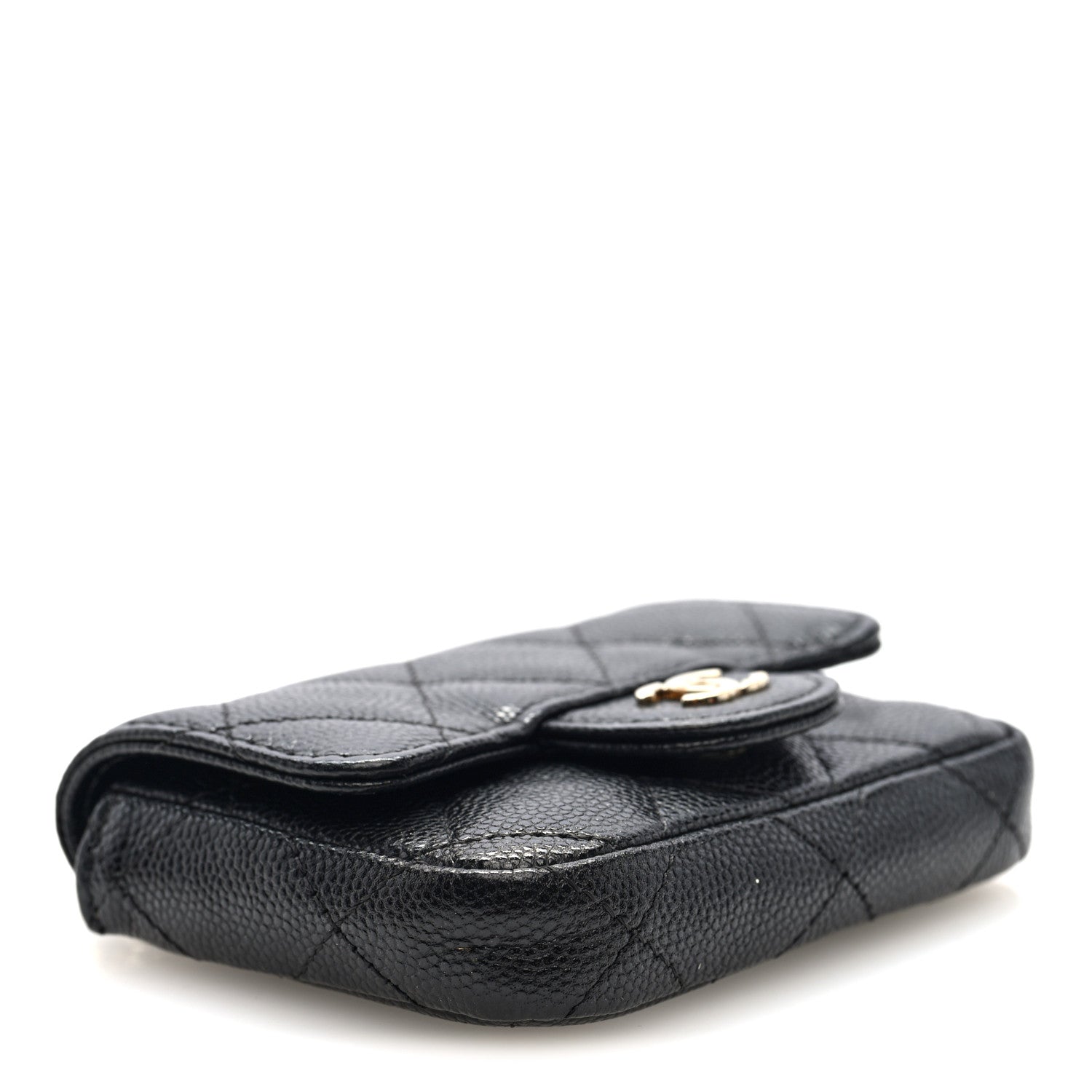 Caviar Quilted Mini Chain Belt Bag Black