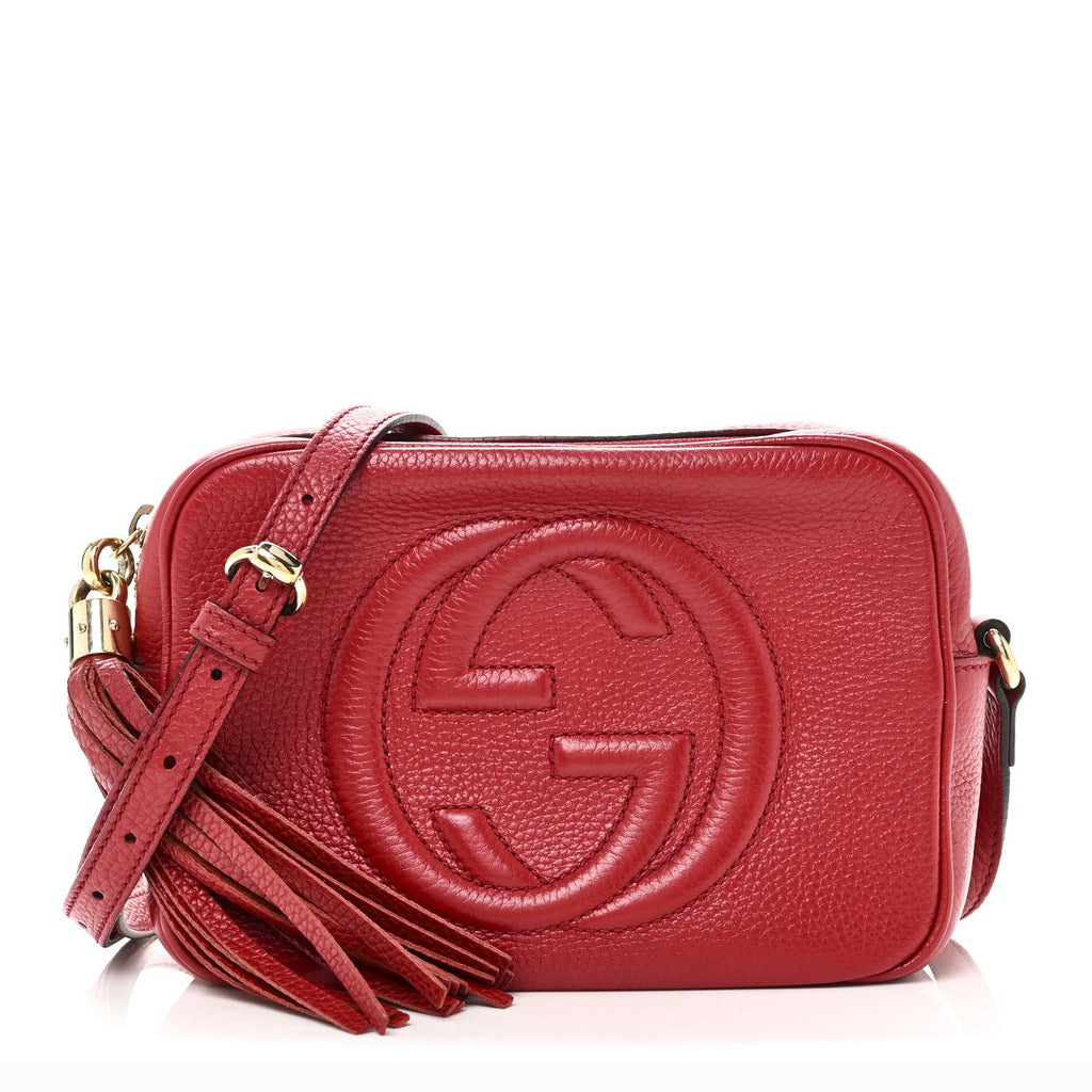 Gucci Pebbled Calfskin Small Soho Disco Bag Tabasco Red