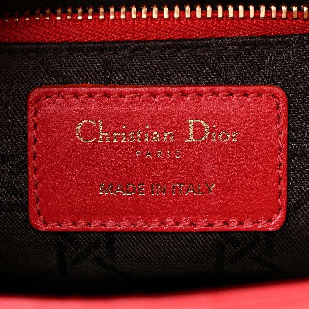 Christian Dior Lambskin Cannage Small Lucky Badges My Lady Dior Red
