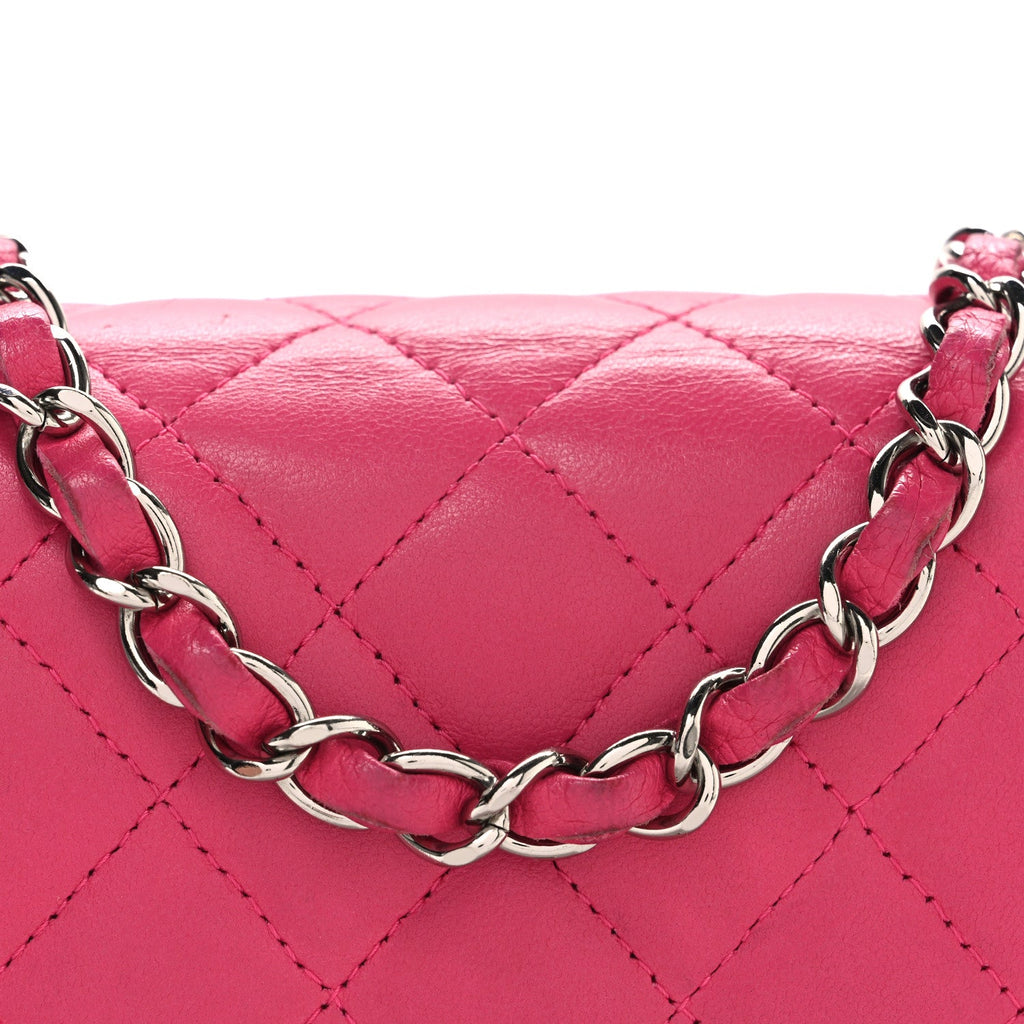 Chanel Lambskin Quilted Mini Square Flap Dark Pink
