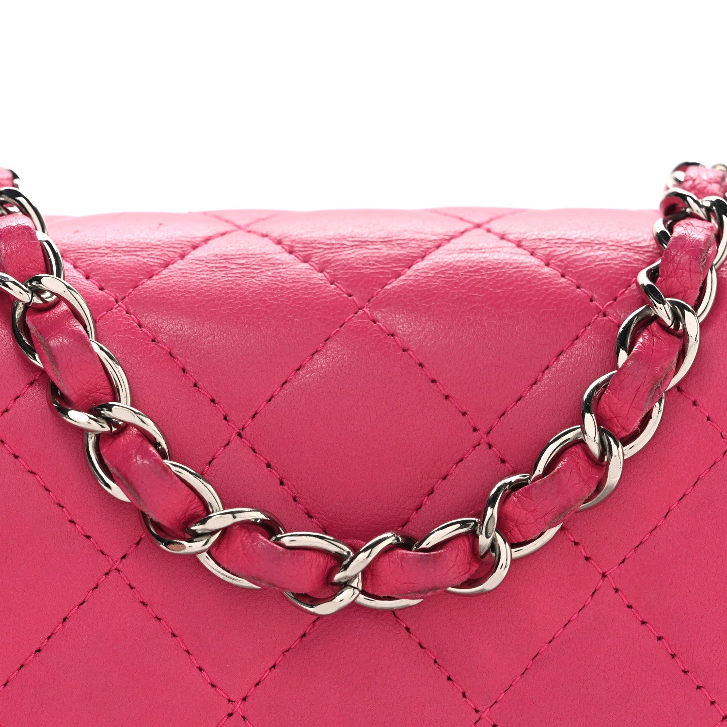 Chanel Lambskin Quilted Mini Square Flap Dark Pink
