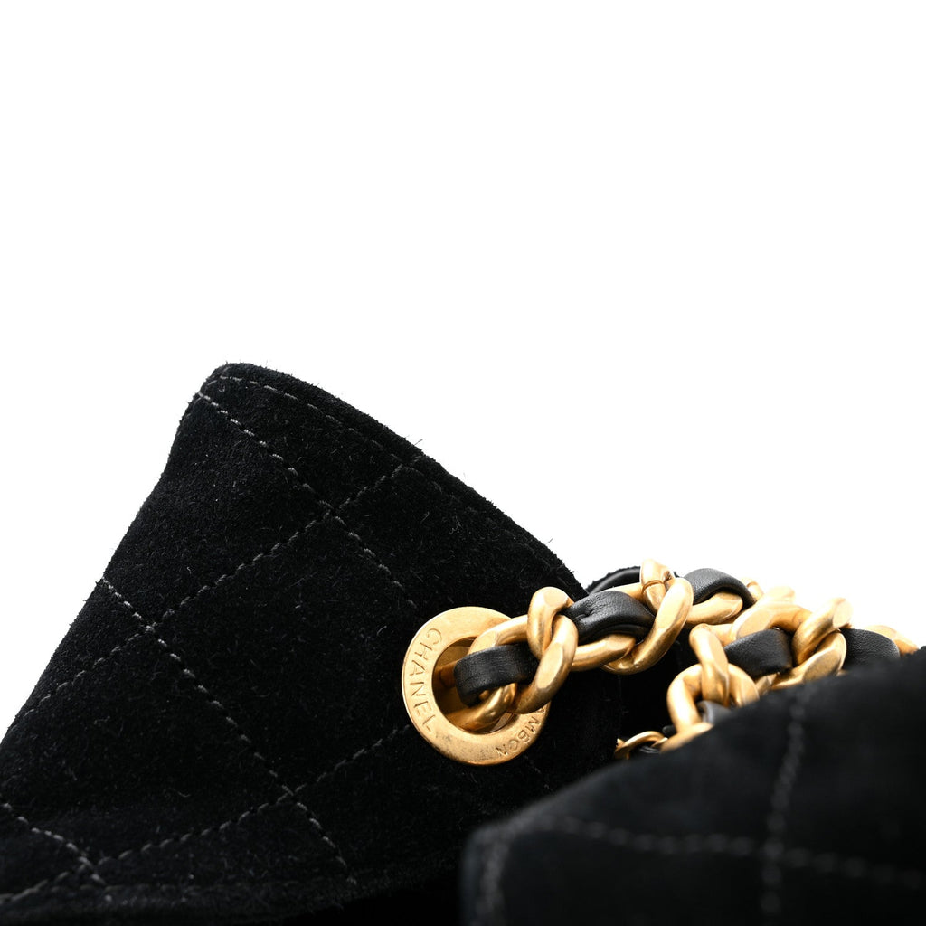 Chanel Suede Quilted Small Chanel 25 Handbag Black